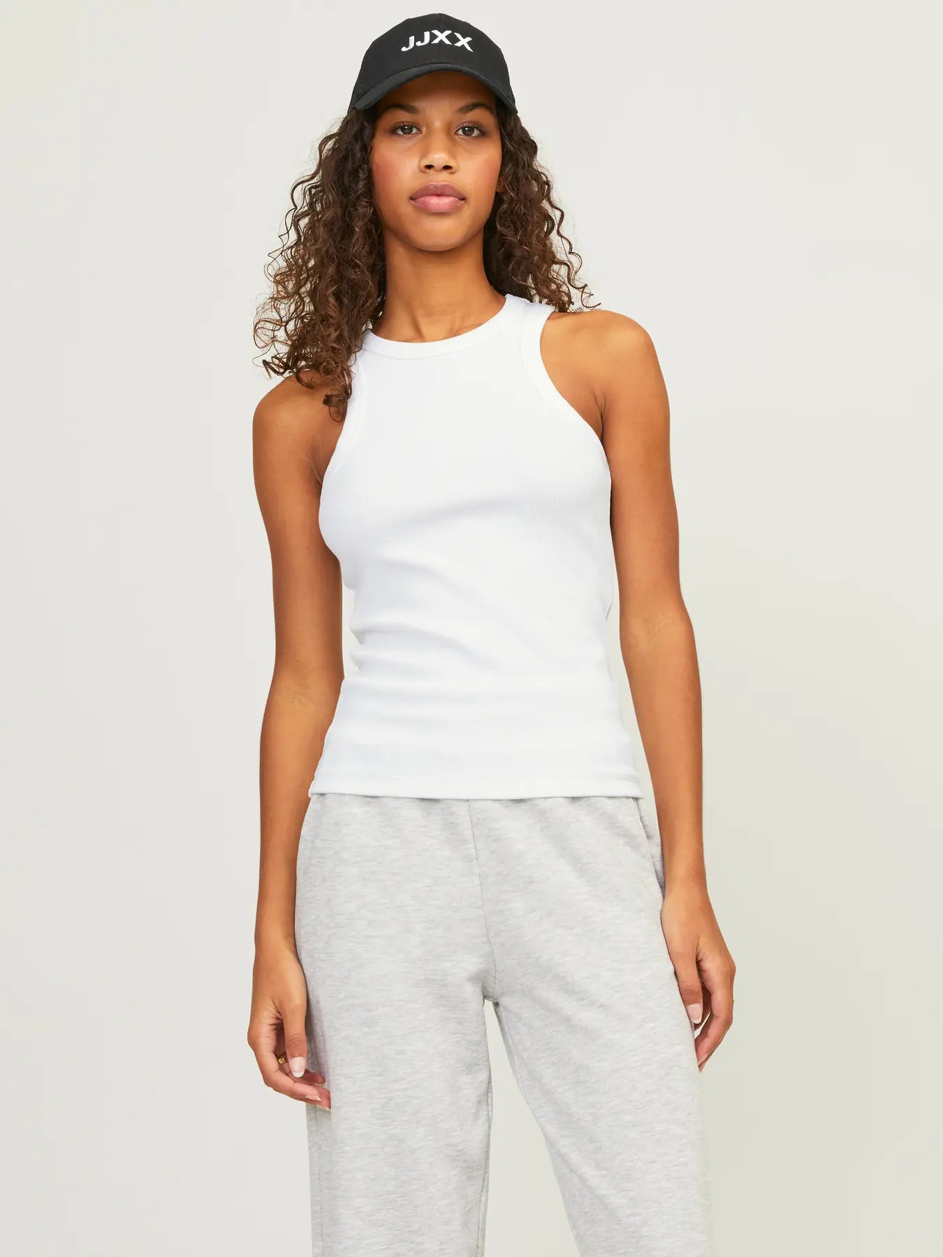 JJXX FOREST RIBBED HIGH NECK TANK - BRIGHT WHITE