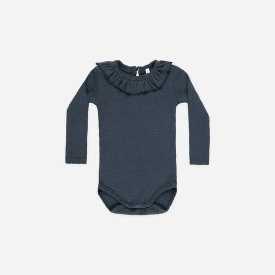 RYLEE +  CRU RUFFLE COLLAR BODYSUIT - INDIGO