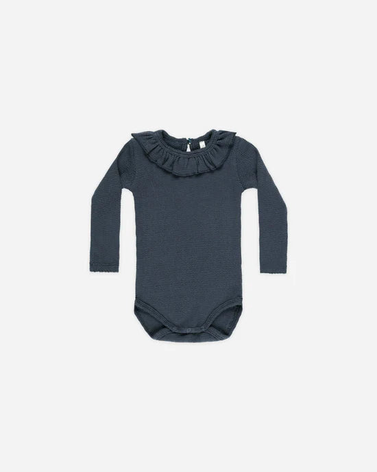 RYLEE +  CRU RUFFLE COLLAR BODYSUIT - INDIGO