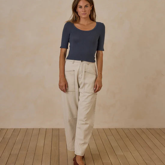 RYLEE + CRU BARREL PANT - NATURAL