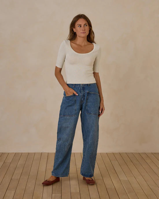 RYLEE + CRU BARREL PANT - INDIGO