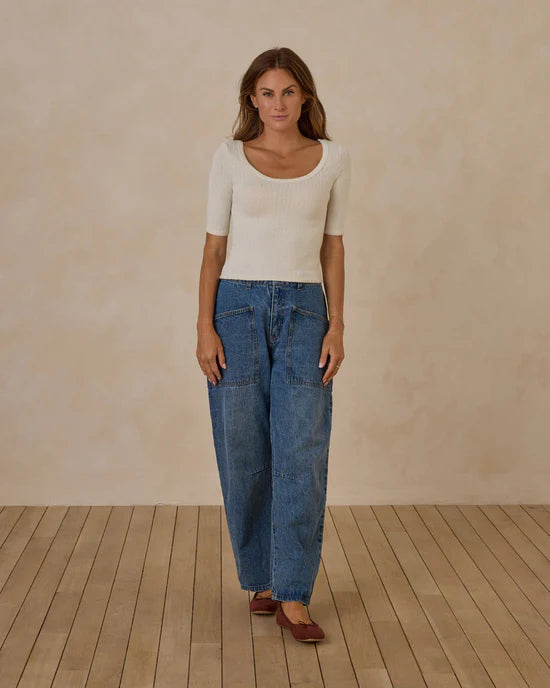 RYLEE + CRU BARREL PANT - INDIGO