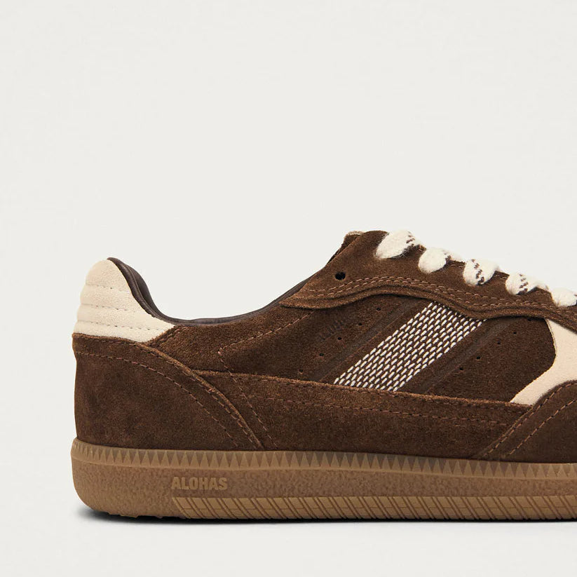 ALOHAS TB.490 RIFE LEATHER SNEAKERS - COCOA + OFF WHITE