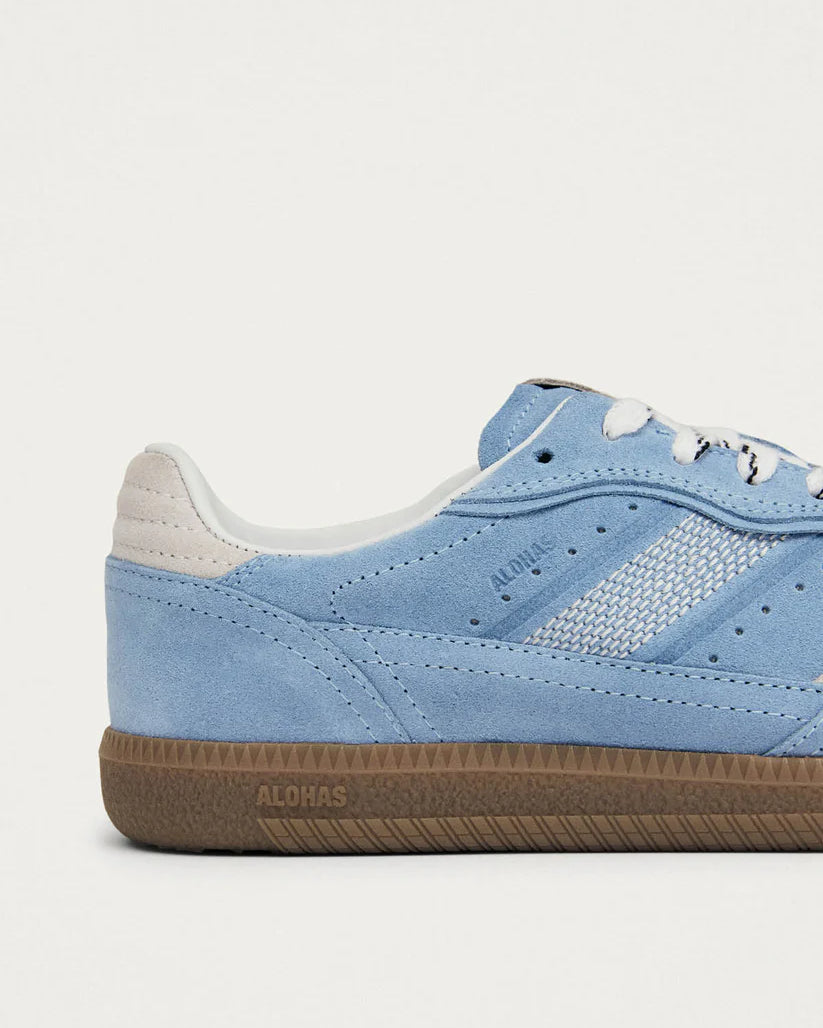 ALOHAS TB.490 RIFE LEATHER SNEAKERS - CORNFLOWER