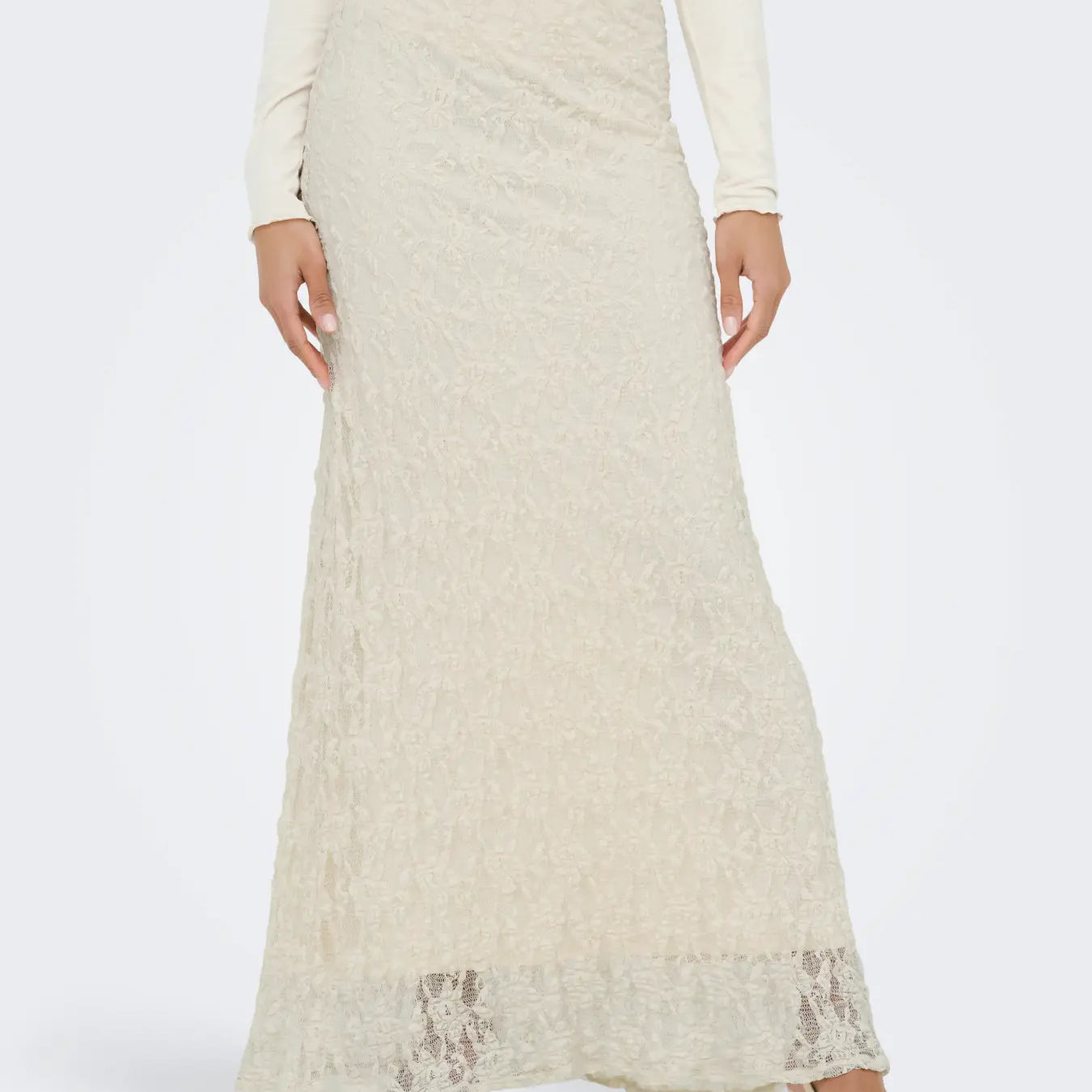 ONLY ALBINA MAXI LACE SKIRT - BIRCH