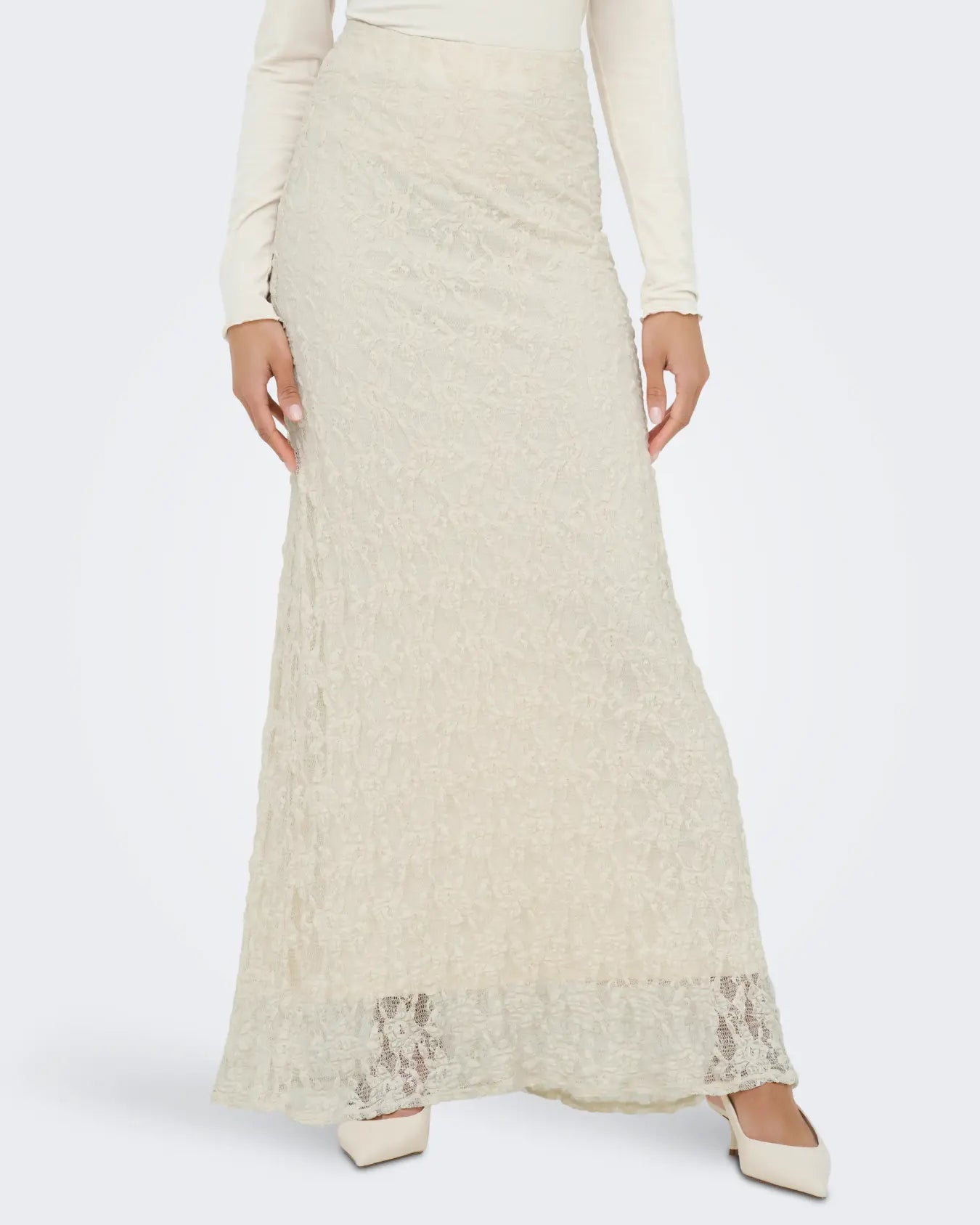 ONLY ALBINA MAXI LACE SKIRT - BIRCH