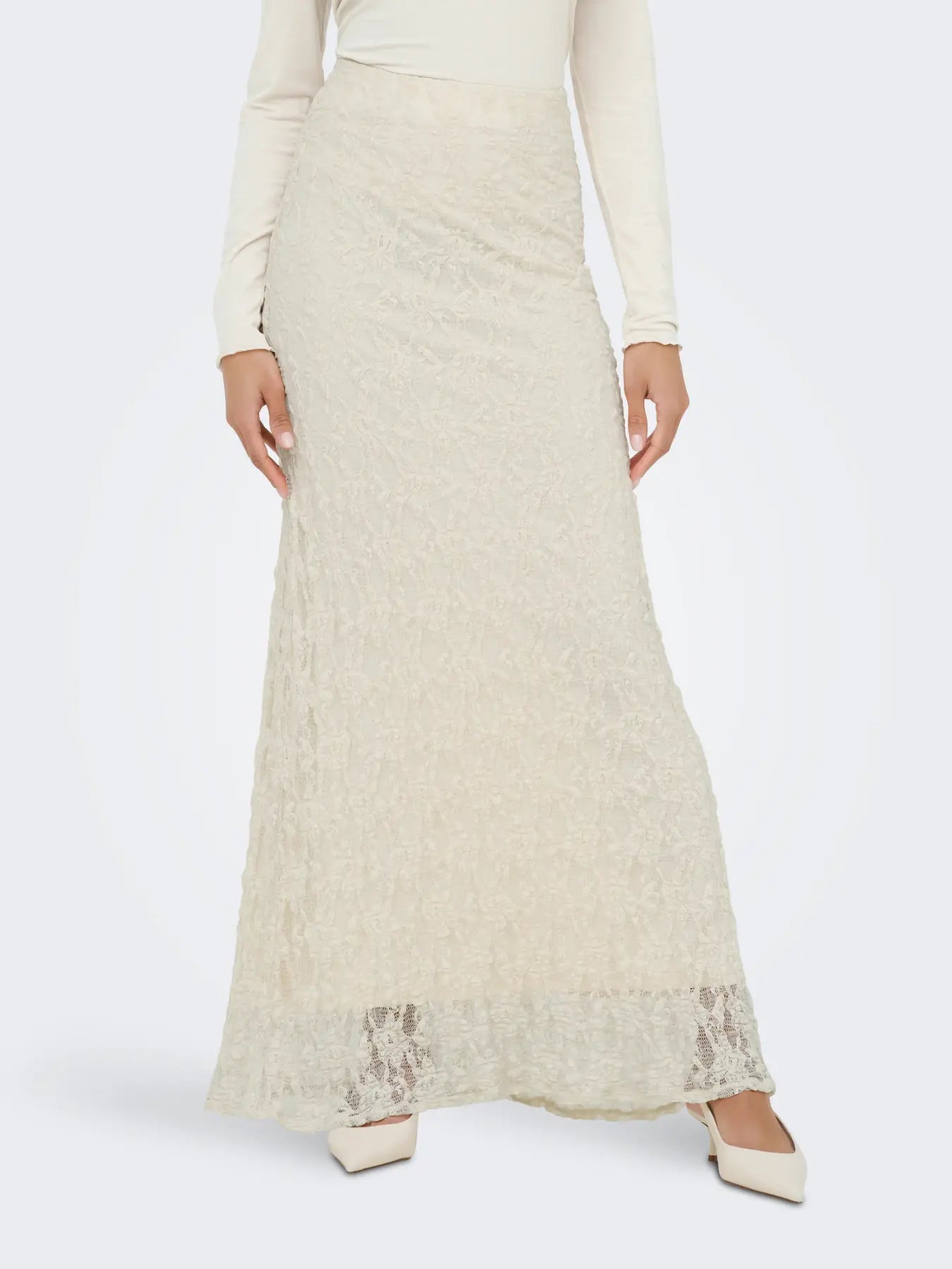 ONLY ALBINA MAXI LACE SKIRT - BIRCH