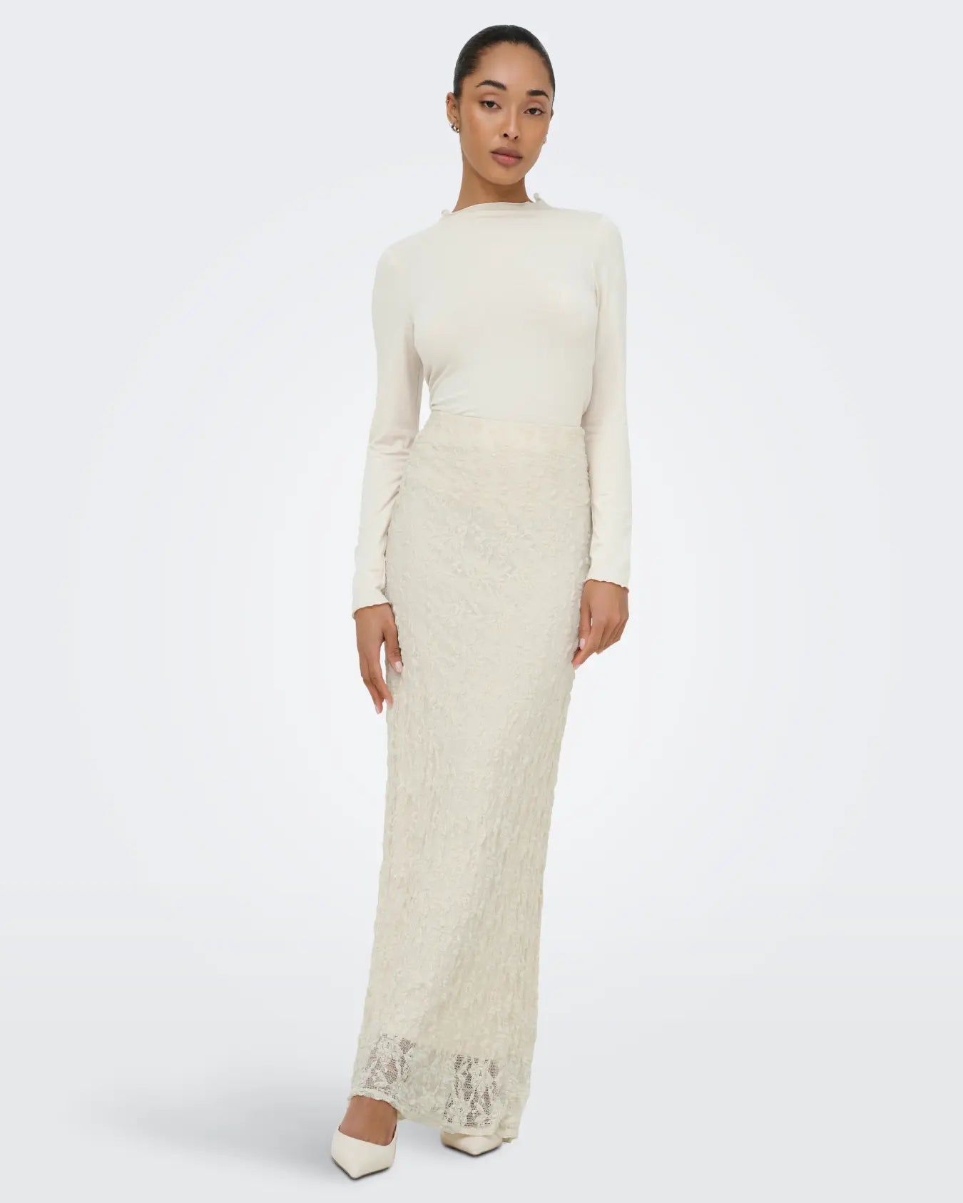 ONLY ALBINA MAXI LACE SKIRT - BIRCH