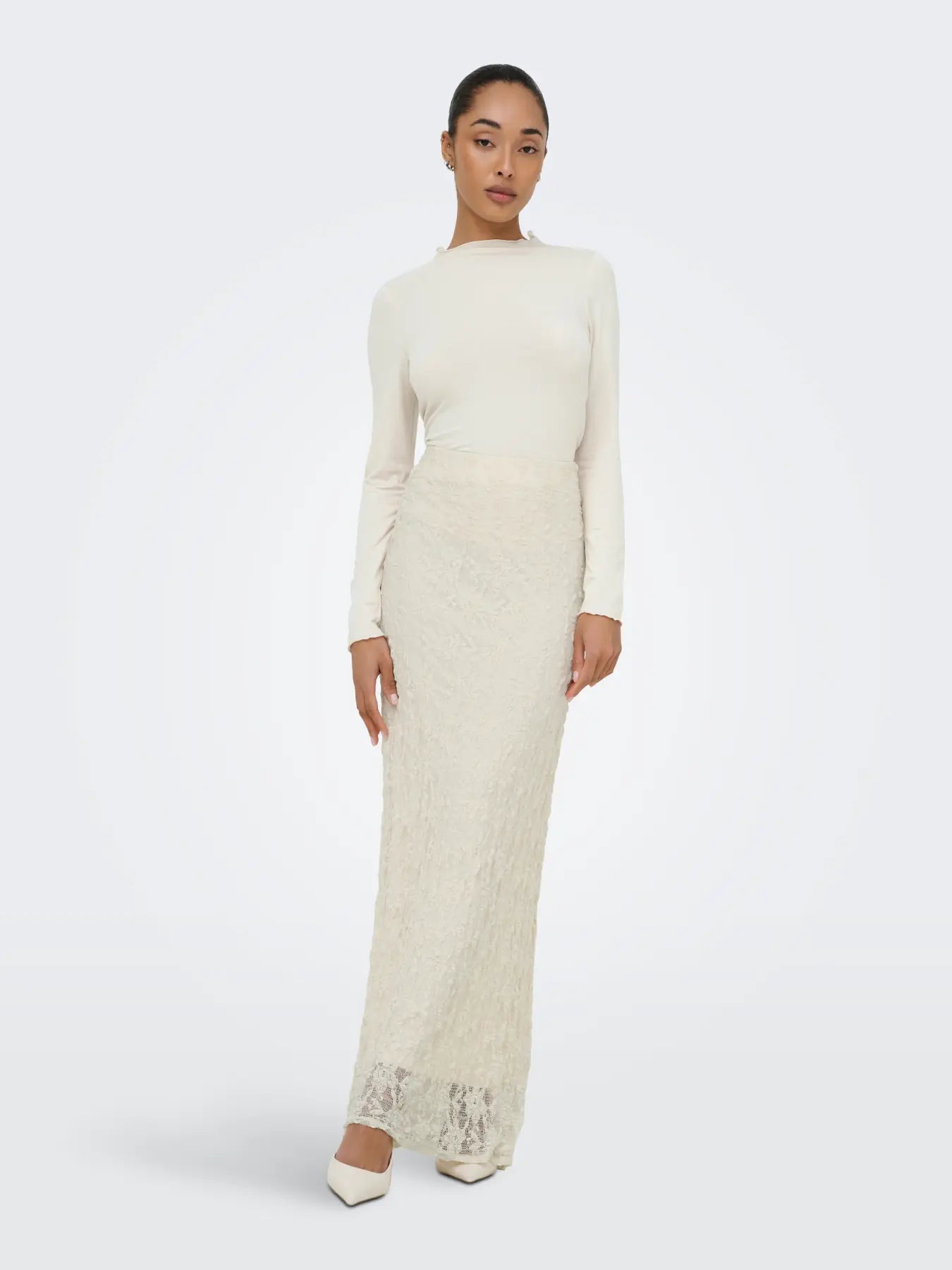ONLY ALBINA MAXI LACE SKIRT - BIRCH