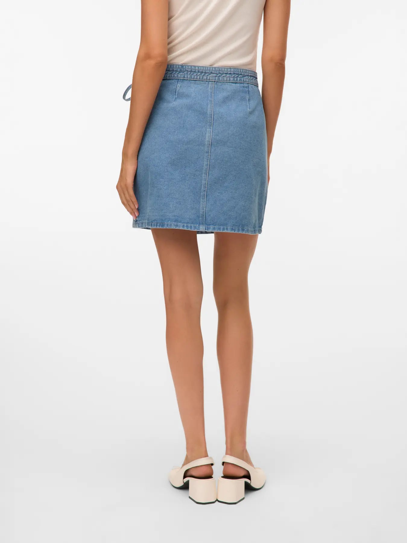 VM LIZA DENIM WRAP SKIRT - MEDIUM BLUE