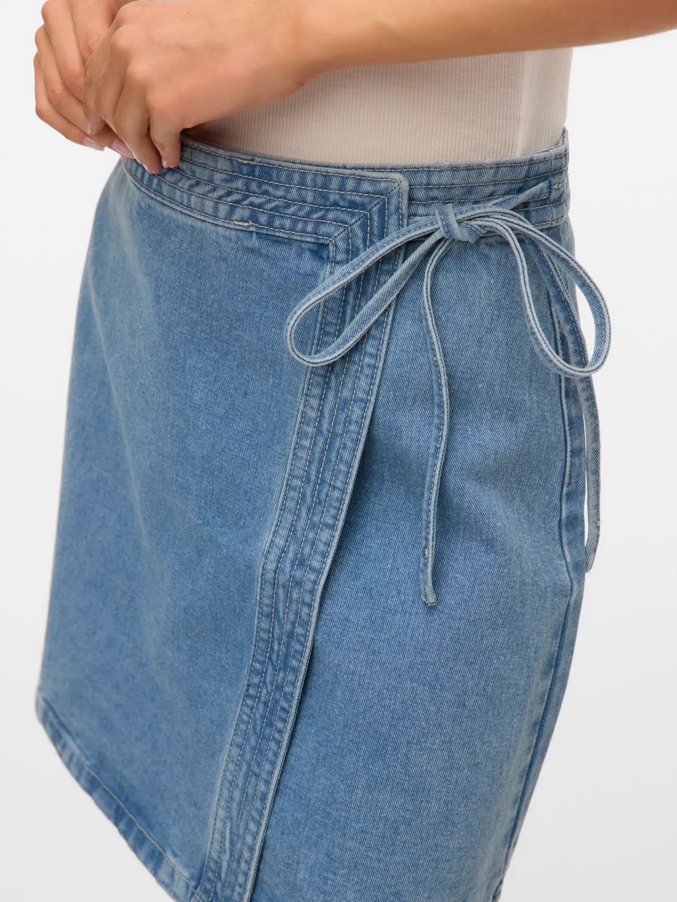 VM LIZA DENIM WRAP SKIRT - MEDIUM BLUE
