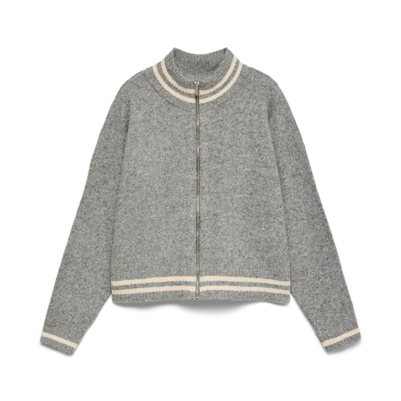 VM BANG TWO TONE FULL ZIP SWEATER -  MEDIUM GREY