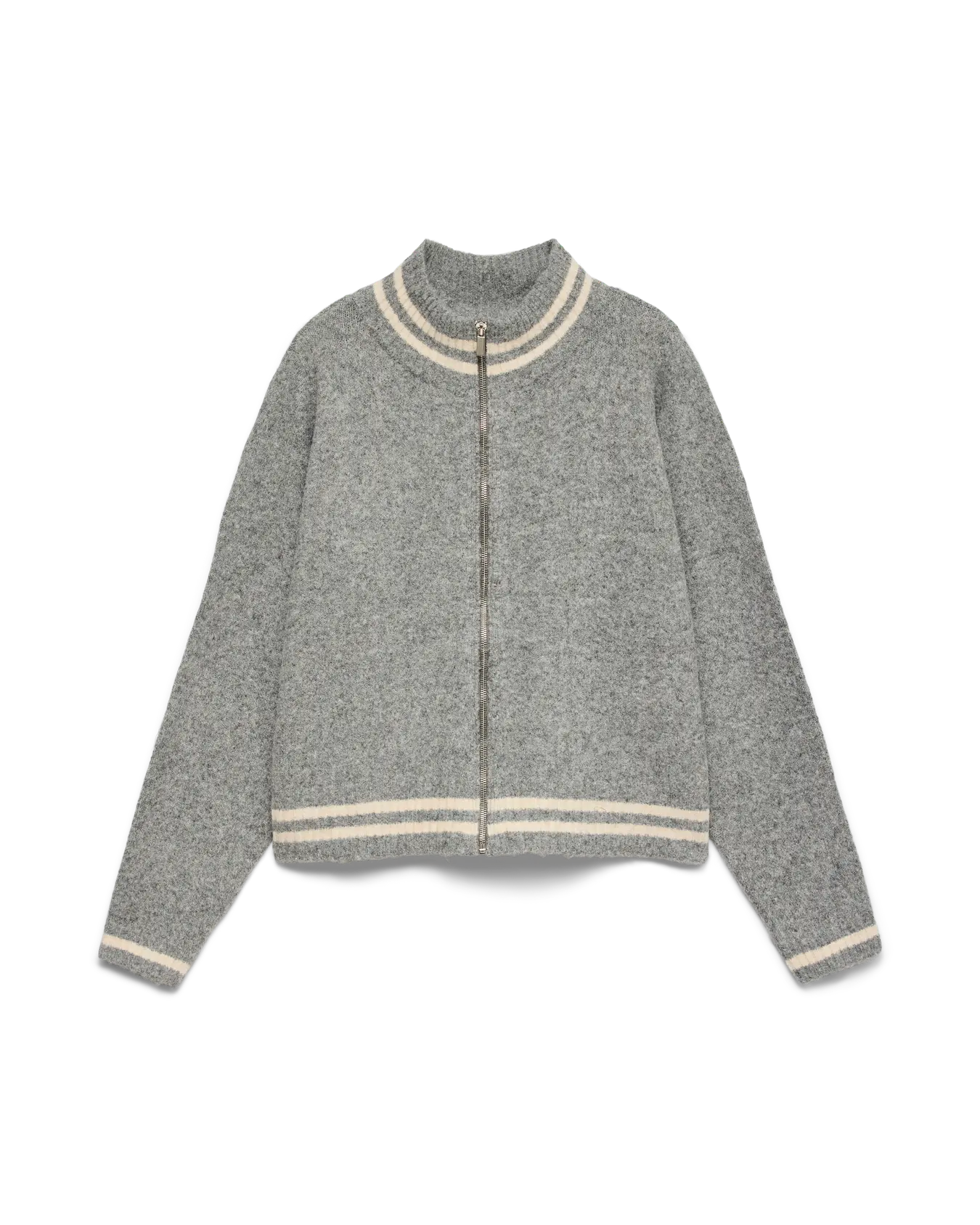 VM BANG TWO TONE FULL ZIP SWEATER -  MEDIUM GREY