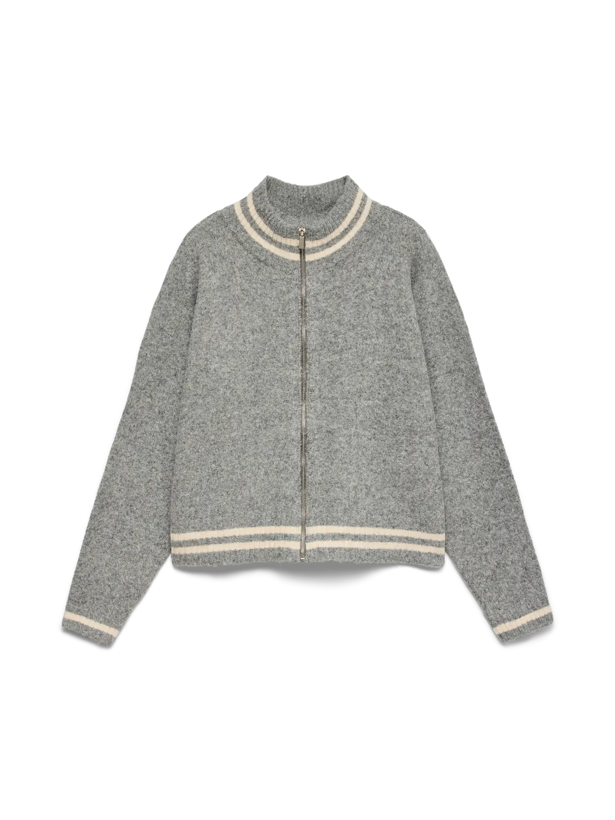 VM BANG TWO TONE FULL ZIP SWEATER -  MEDIUM GREY