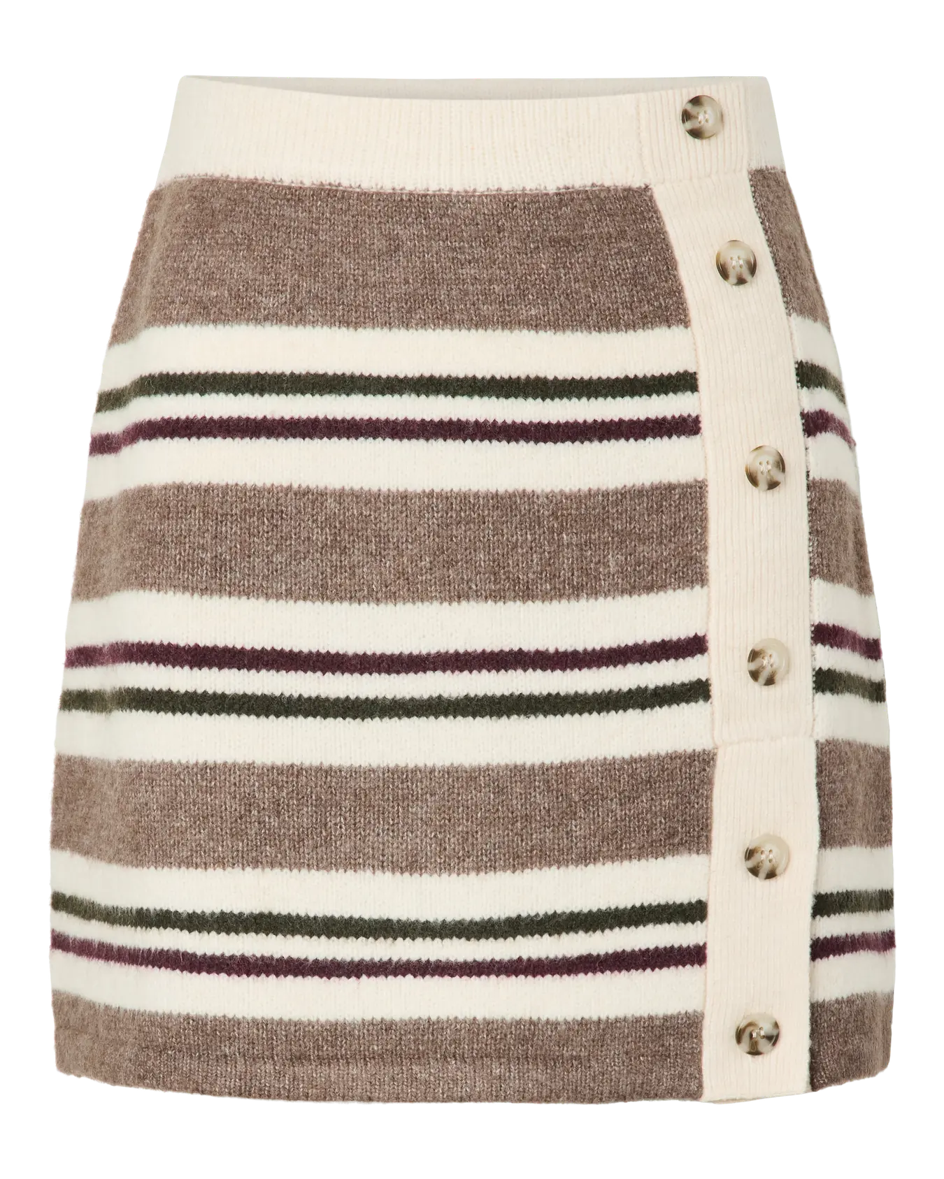 PIECES AICO BUTTON KNIT SKIRT - WHITECAP STRIPES