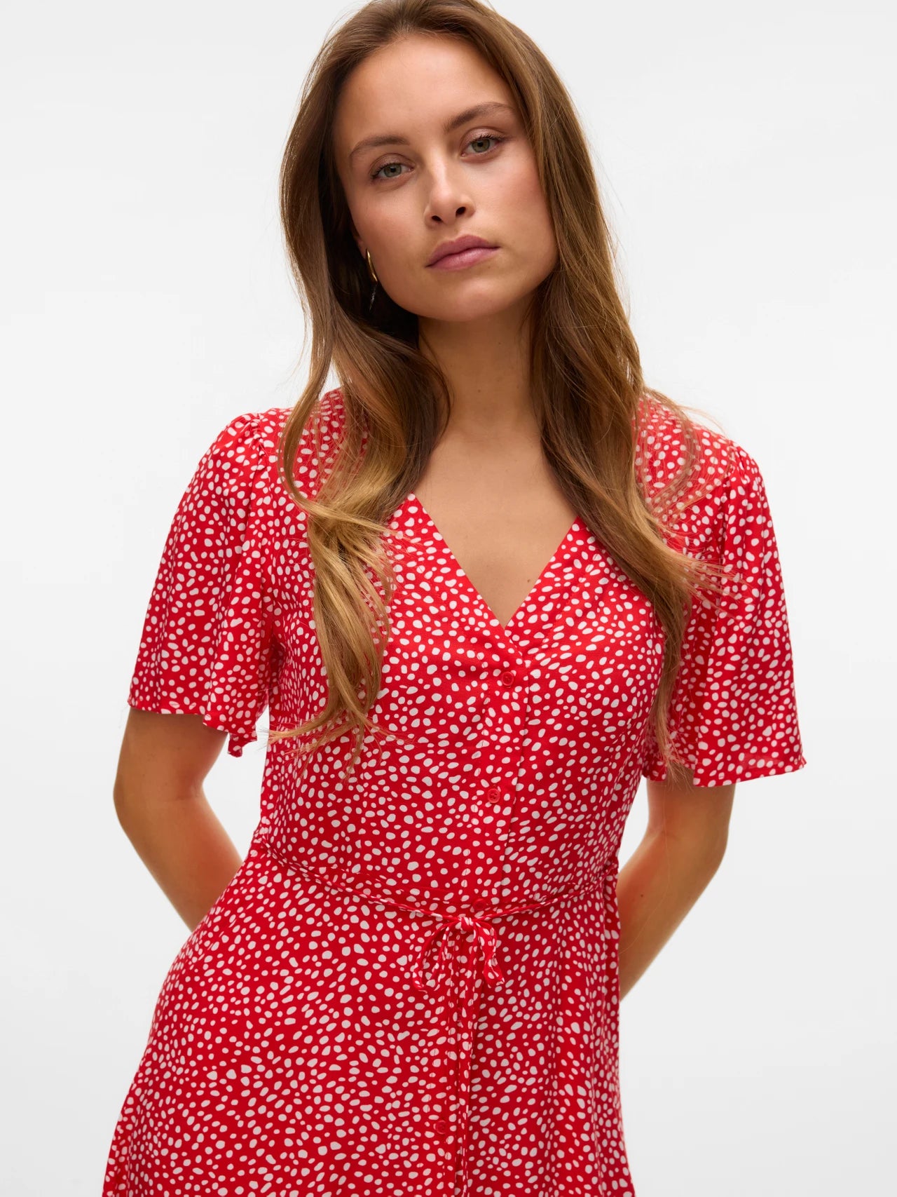 VM ALBA PRINTED DRESS - FIERY RED DOT