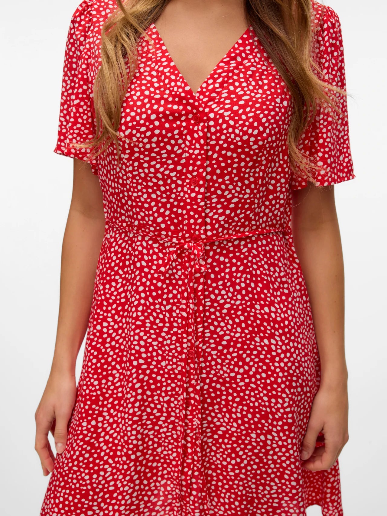 VM ALBA PRINTED DRESS - FIERY RED DOT