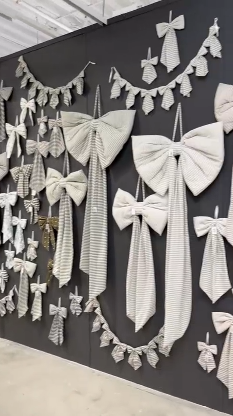 STRIPED FABRIC BOWS - BEIGE SAND