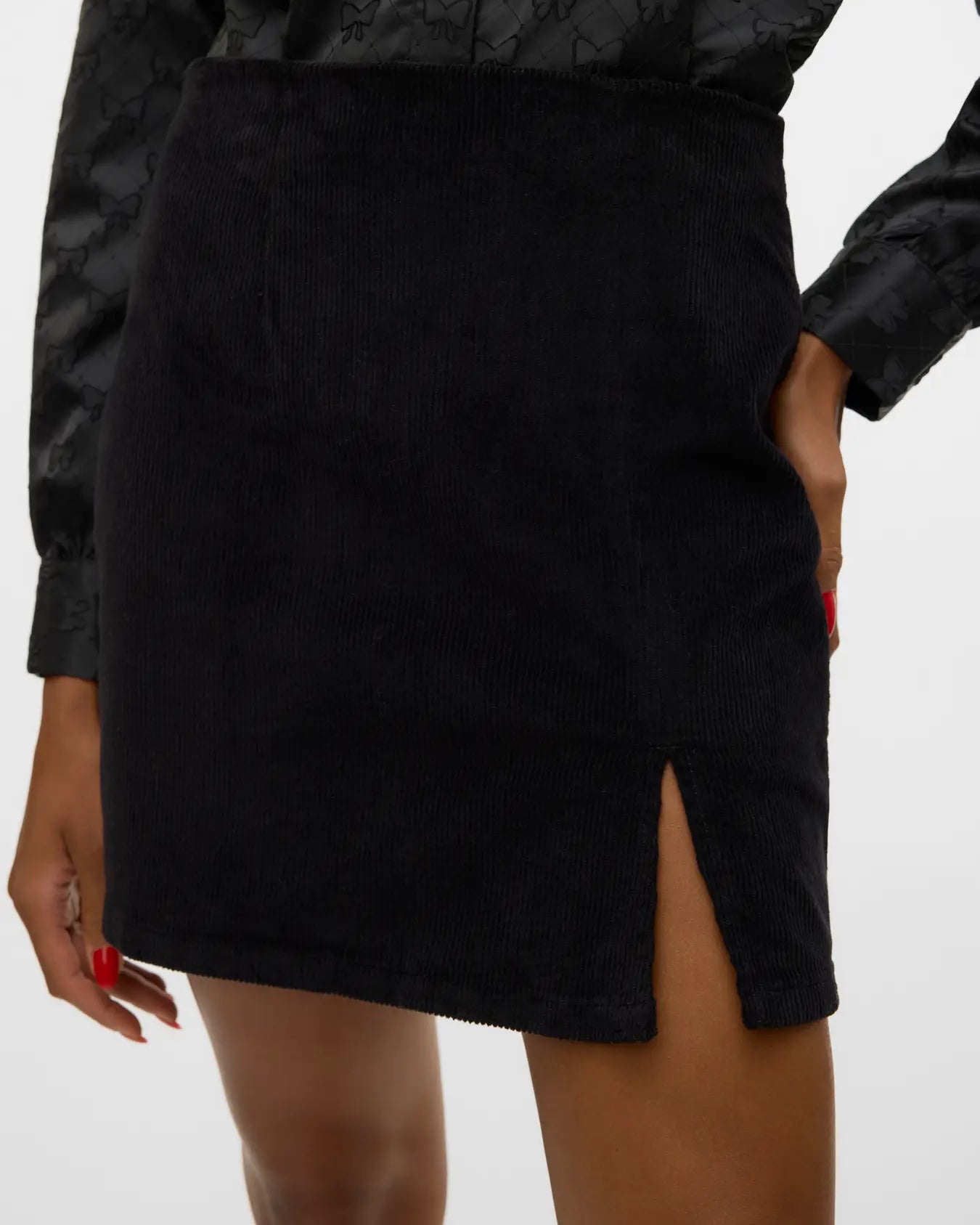 NM LULA NELLY CORD SKIRT - BLACK