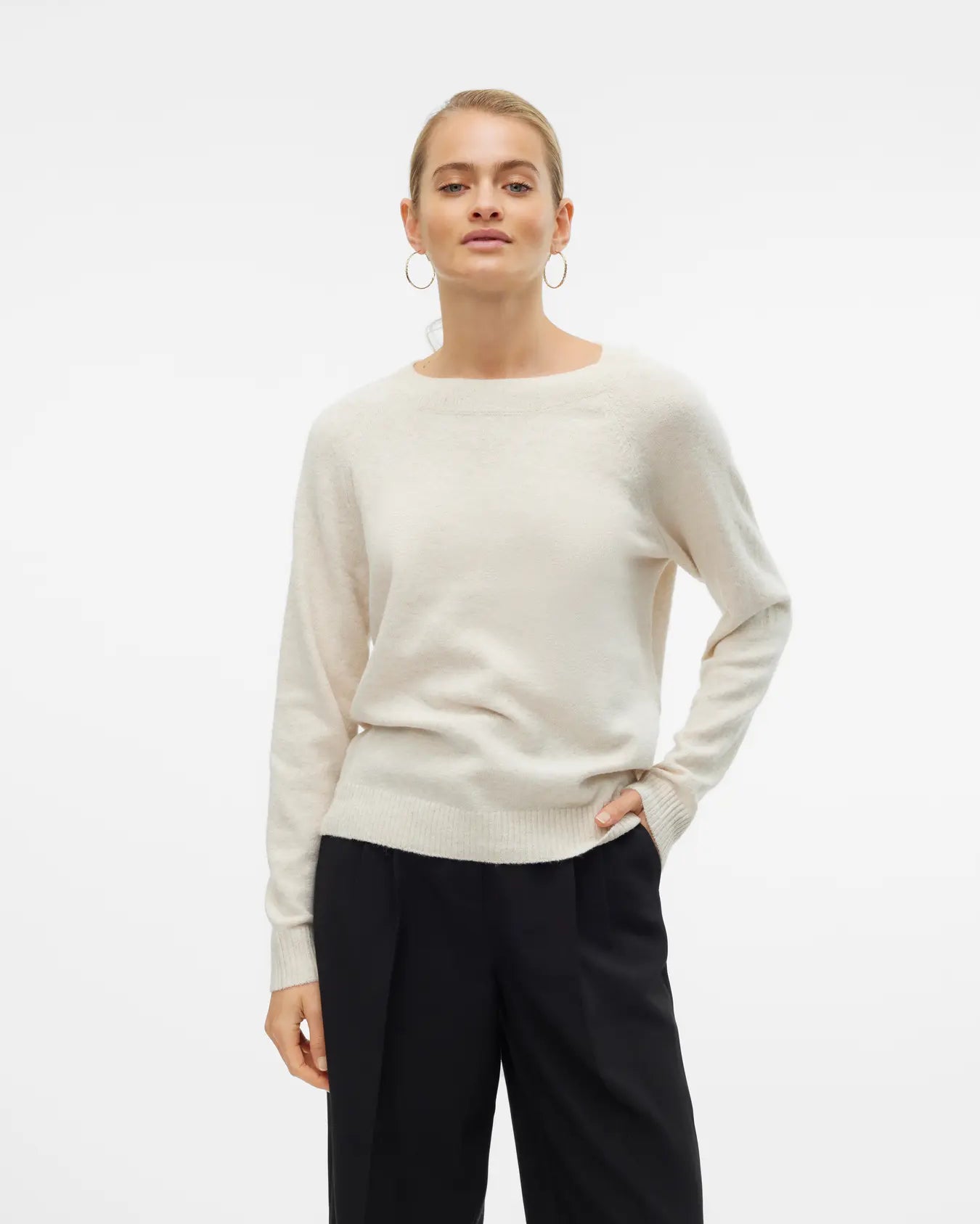 VM DOFFY SOFT O NECK SWEATER - BIRCH