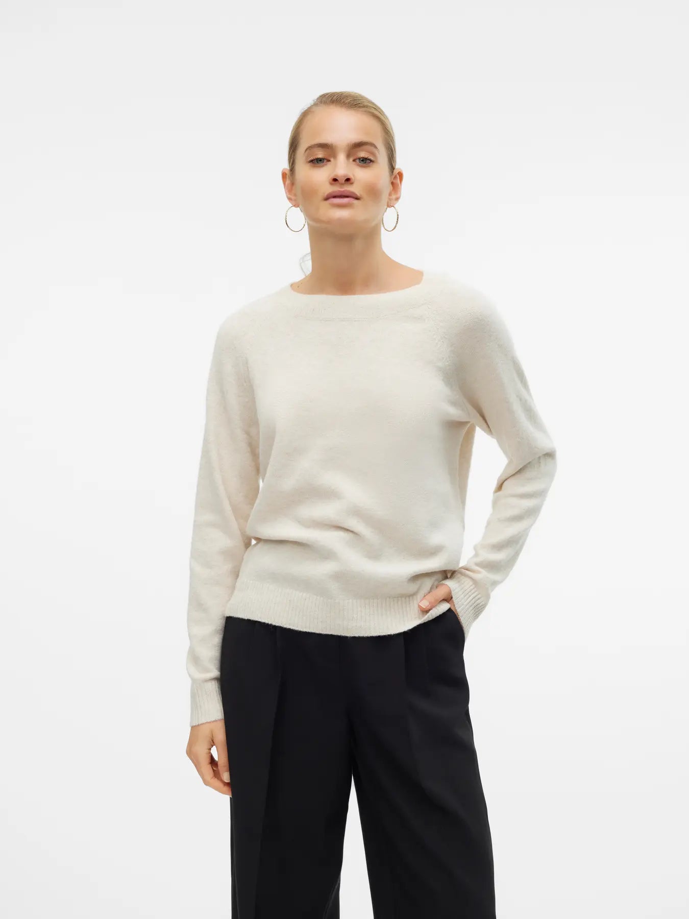VM DOFFY SOFT O NECK SWEATER - BIRCH