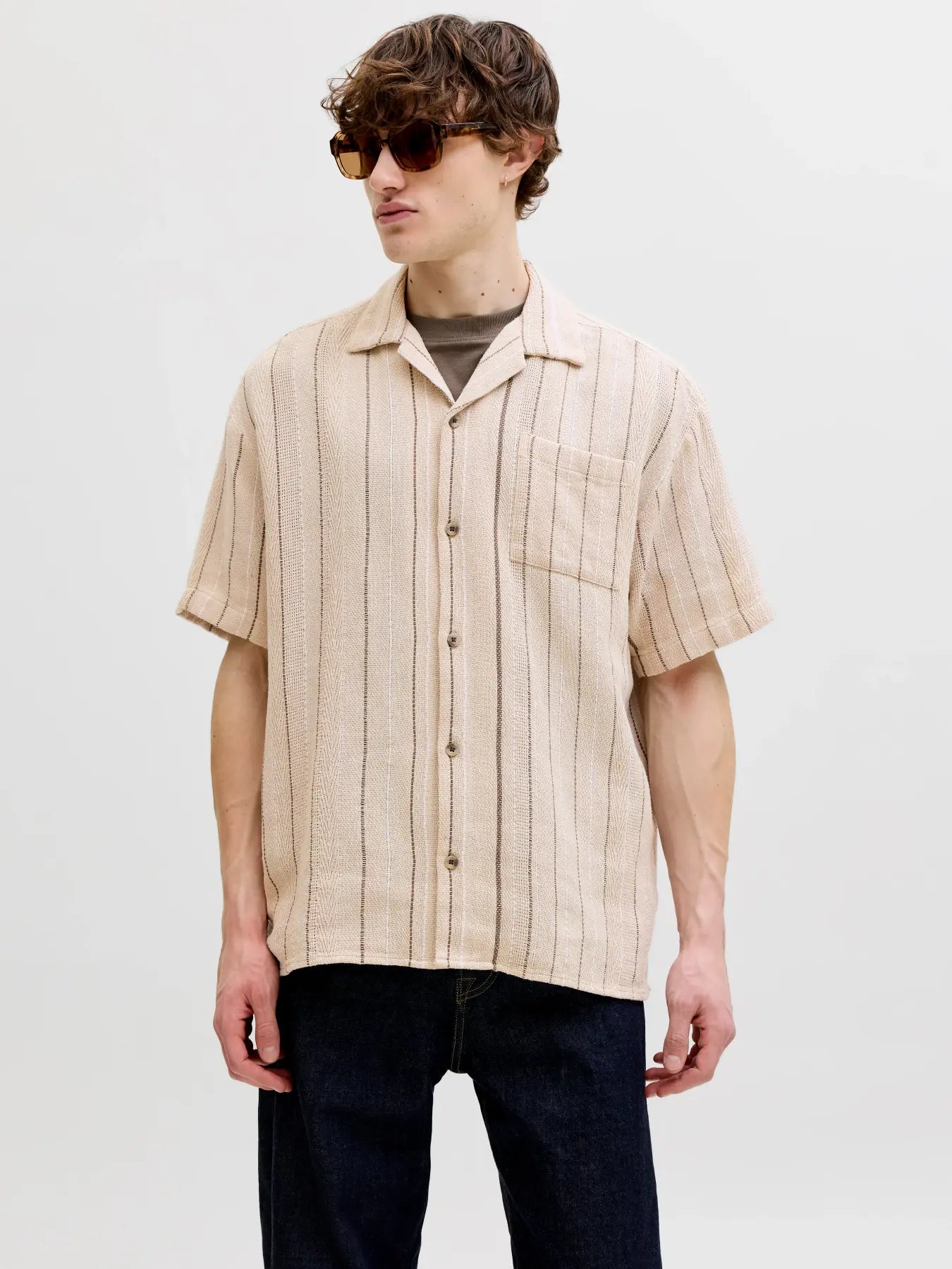 JJ BRADLEY STRIPED RESORT SHIRT - MOONBEAM