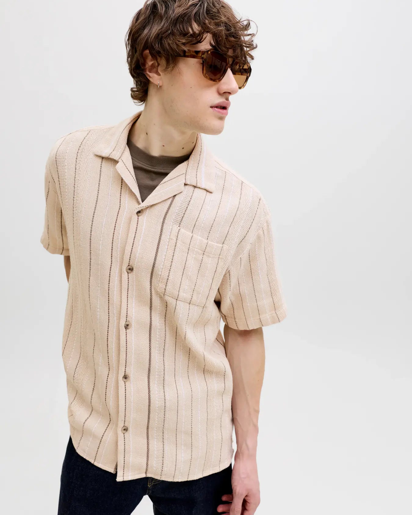 JJ BRADLEY STRIPED RESORT SHIRT - MOONBEAM