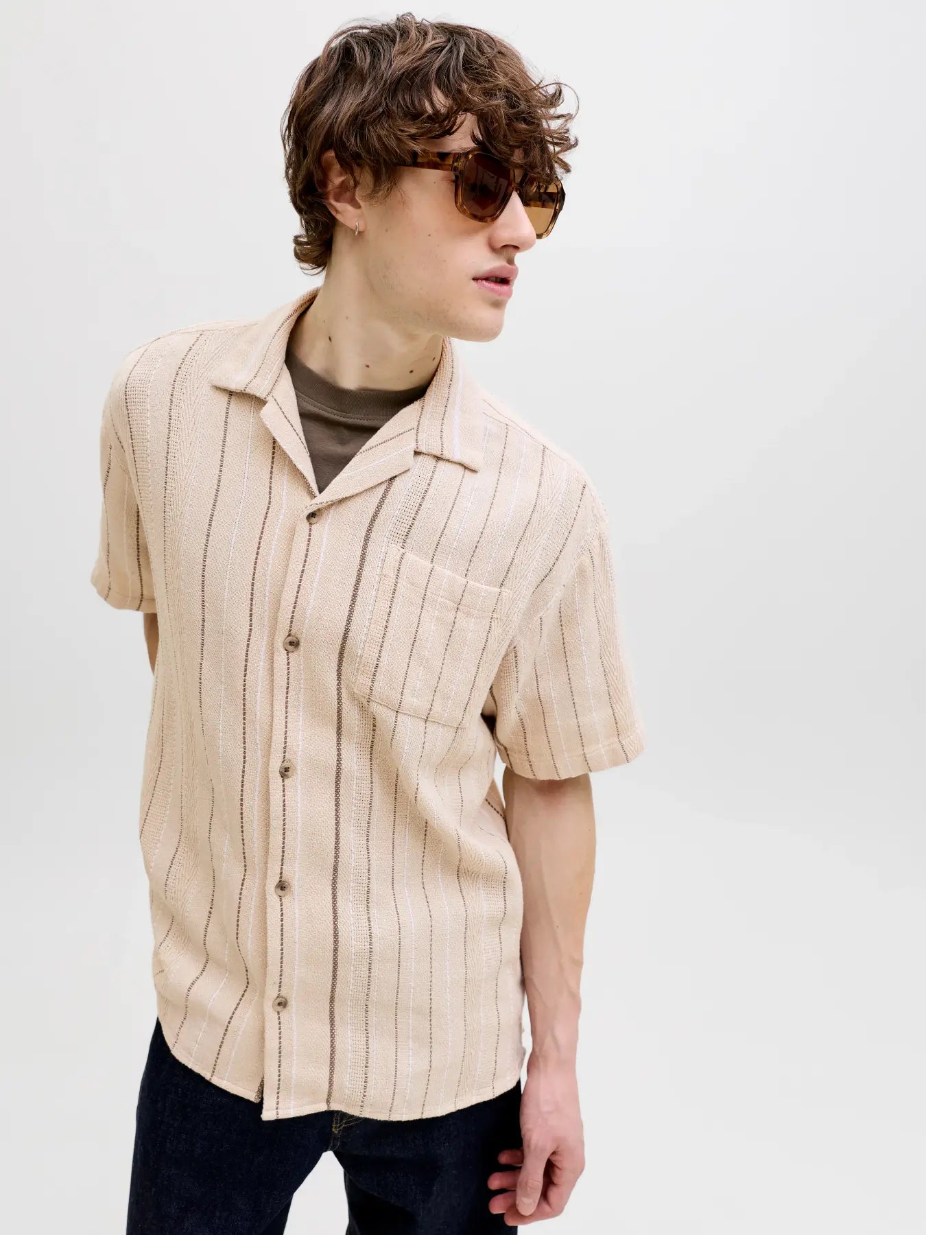 JJ BRADLEY STRIPED RESORT SHIRT - MOONBEAM