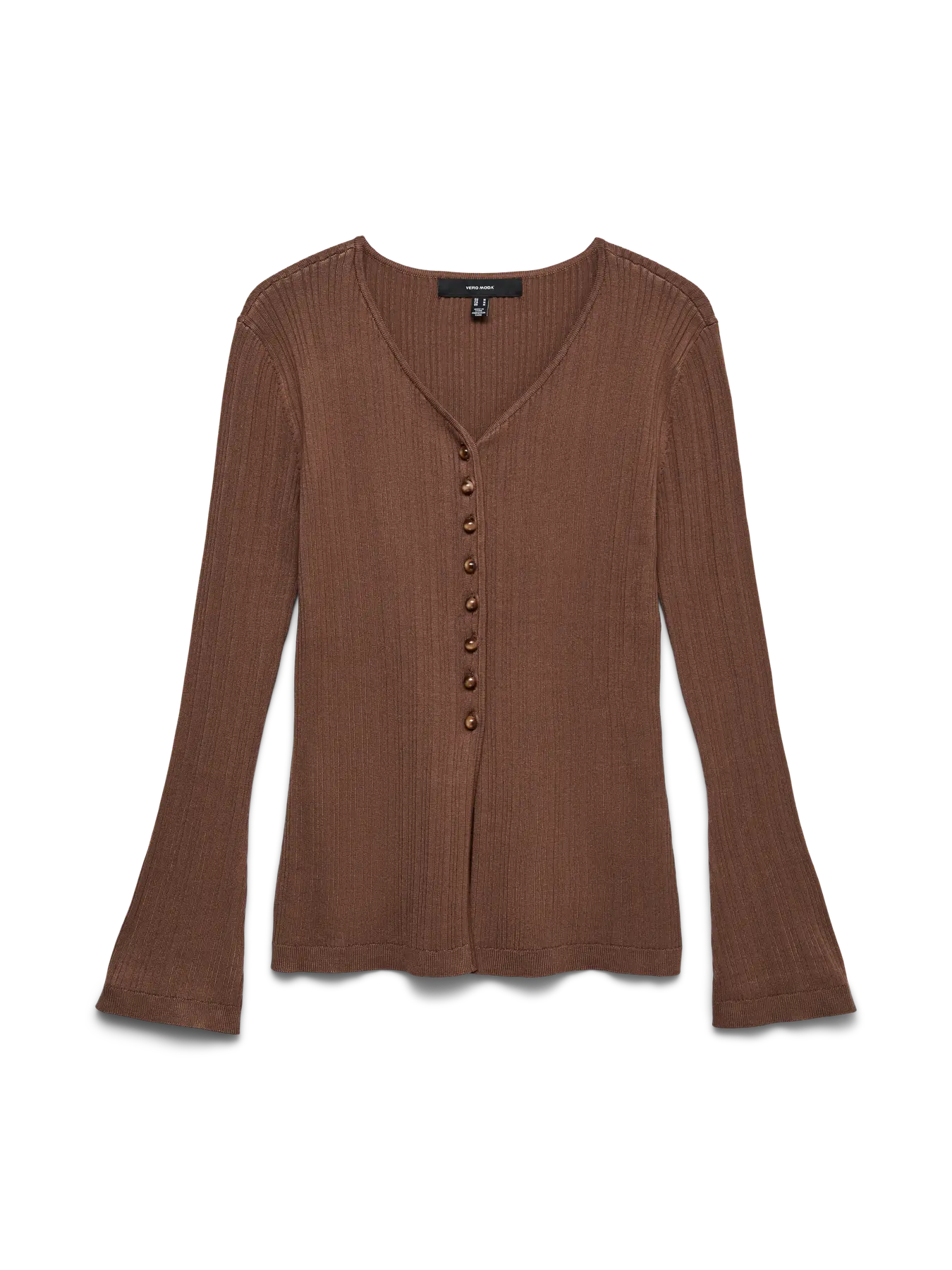 VM WILLOW RIBBED CARDIGAN - COCOA BROWN