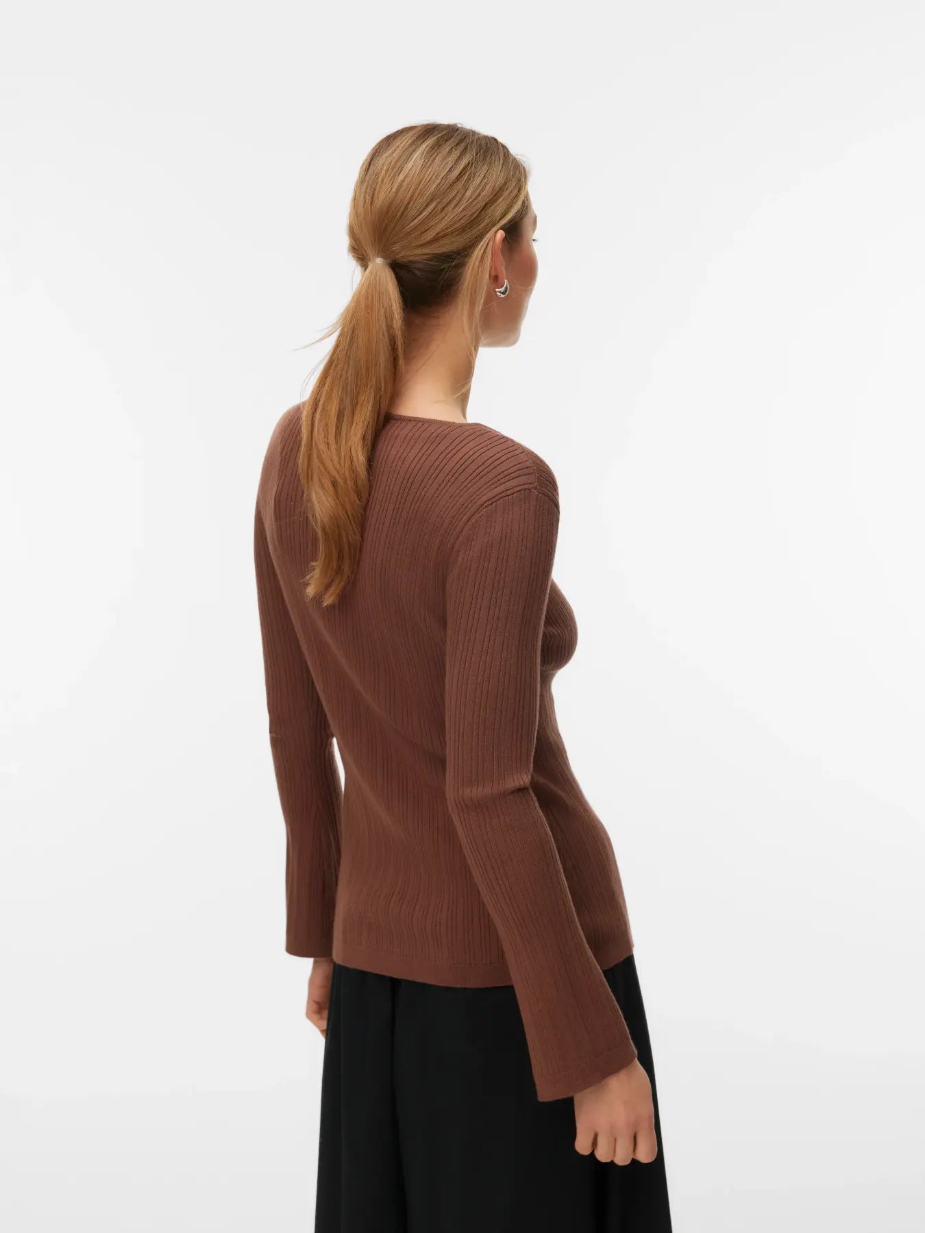 VM WILLOW RIBBED CARDIGAN - COCOA BROWN