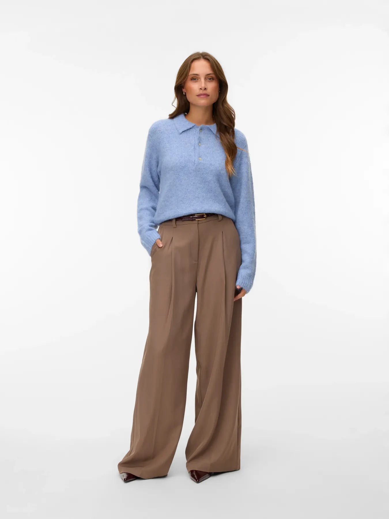 VM CORA LS V NECK PULLOVER - CASHMERE BLUE