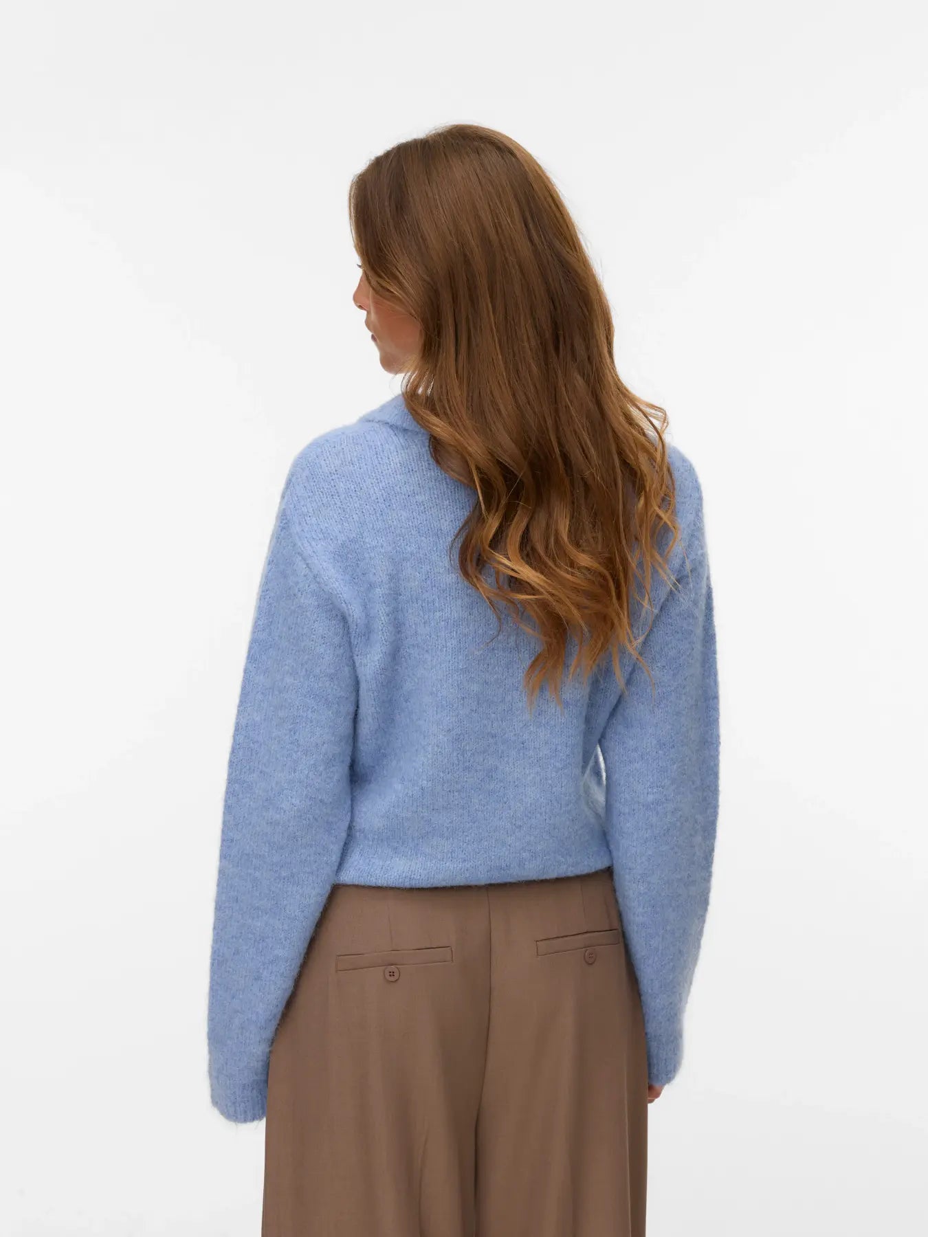 VM CORA LS V NECK PULLOVER - CASHMERE BLUE