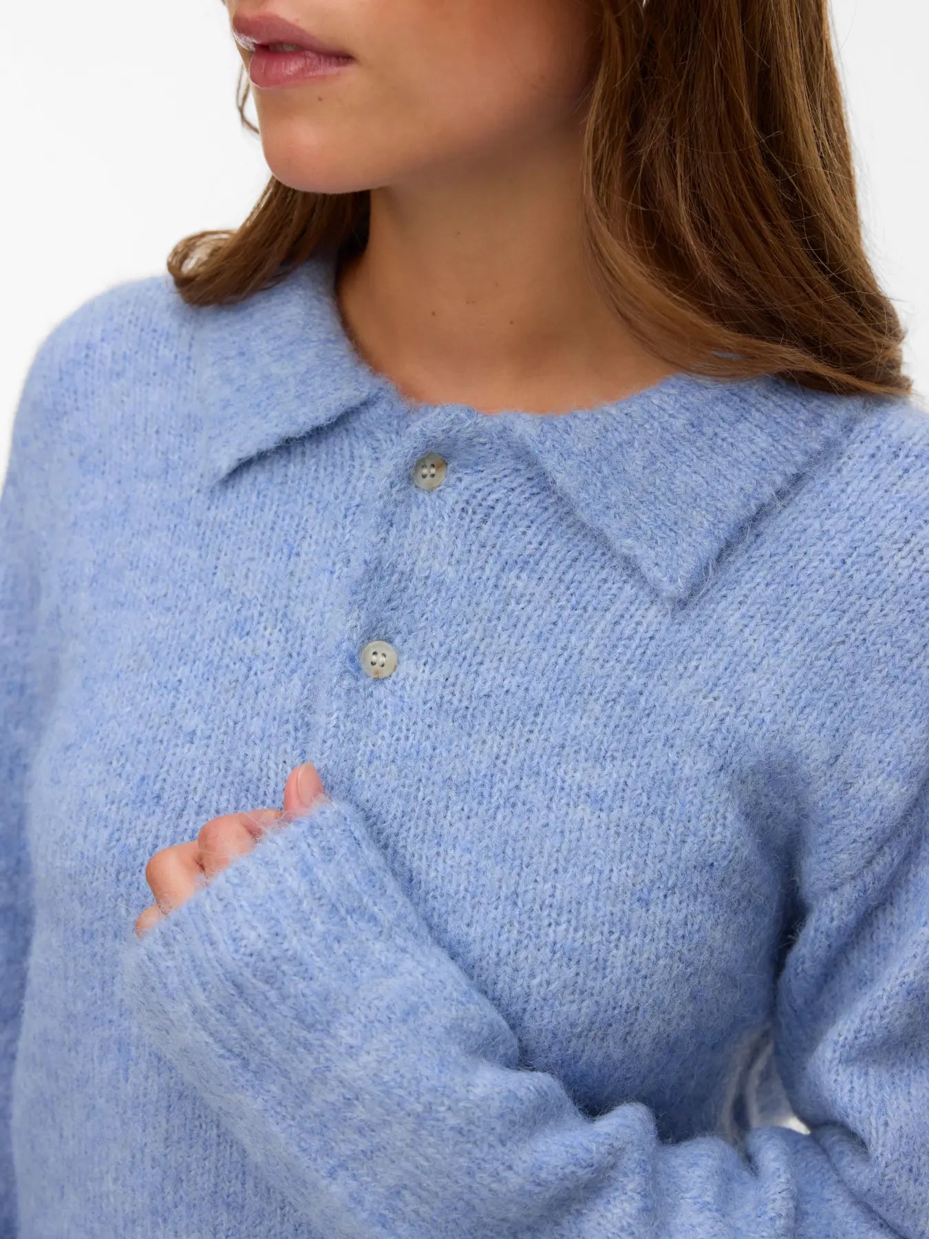 VM CORA LS V NECK PULLOVER - CASHMERE BLUE