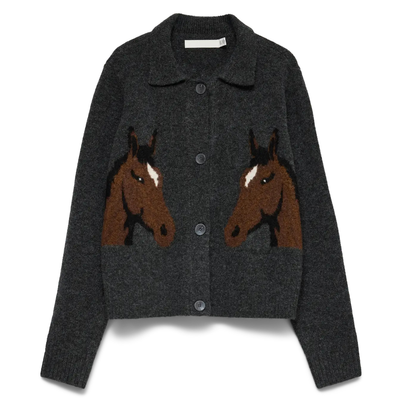 VM CAVALLO POLO CARDIGAN - DARK GREY MELANGE