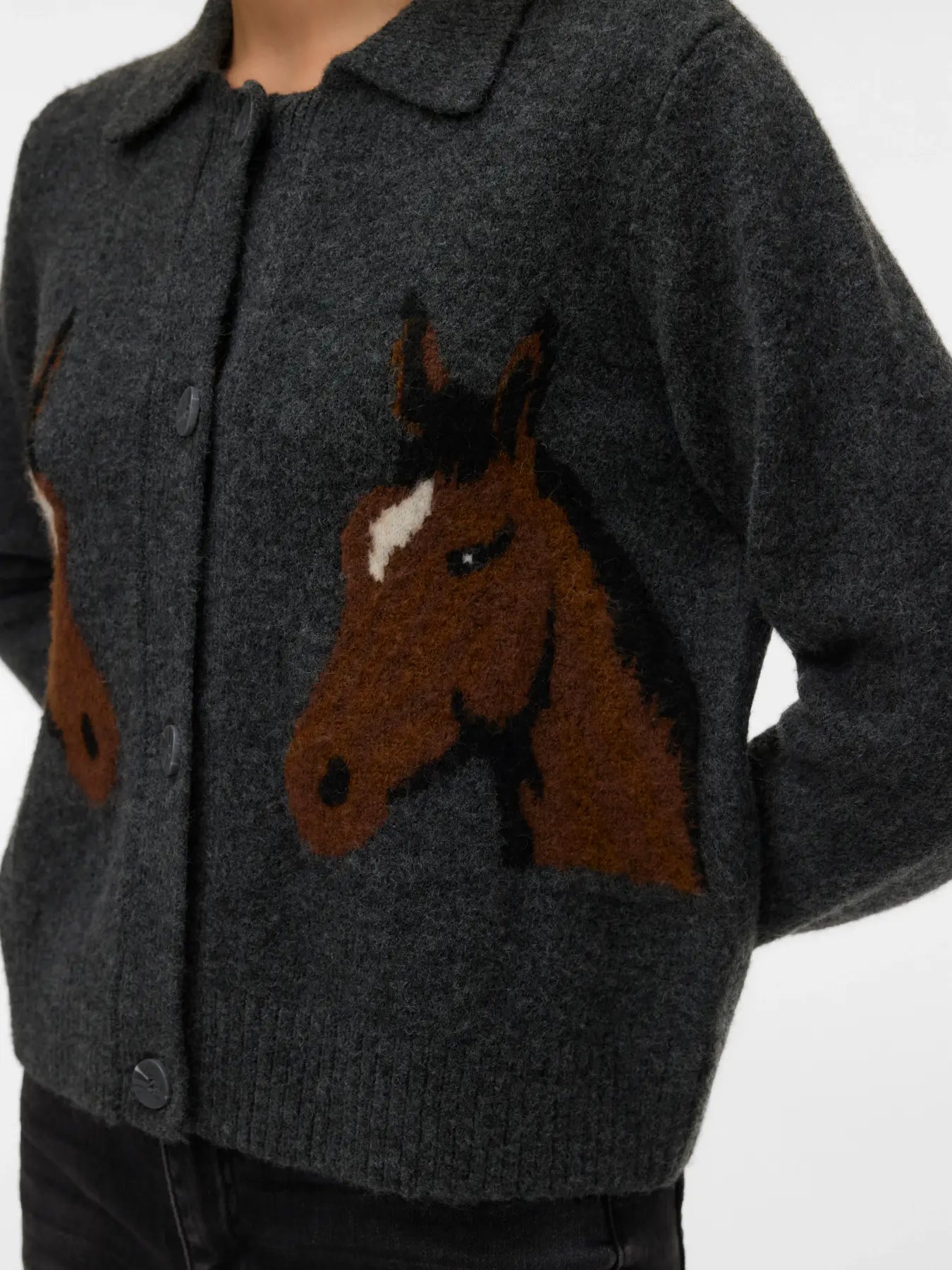 VM CAVALLO POLO CARDIGAN - DARK GREY MELANGE