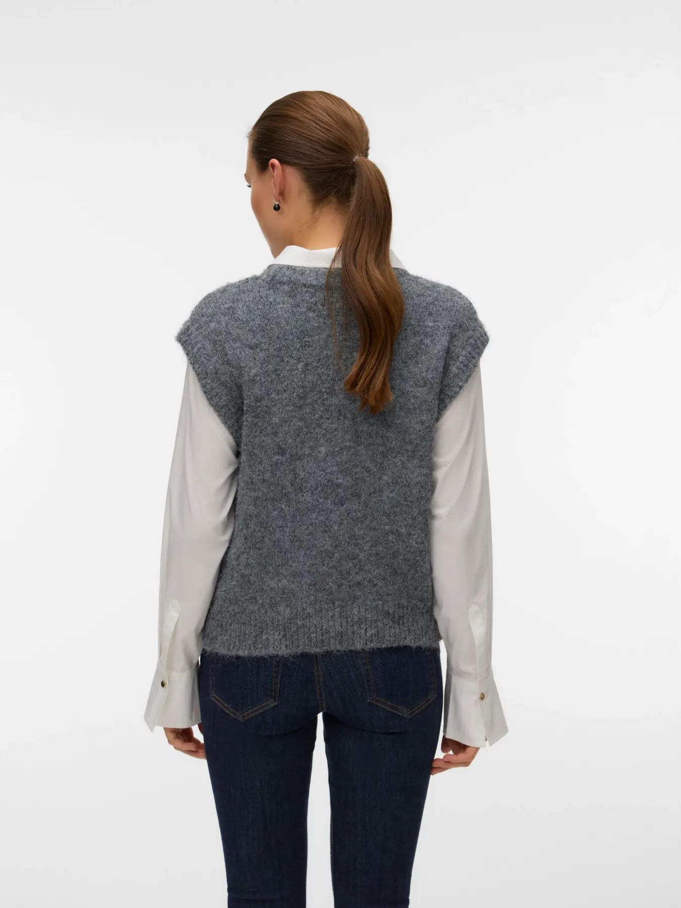 VM ARIANNA O NECK VEST - DARK GREY MELANGE