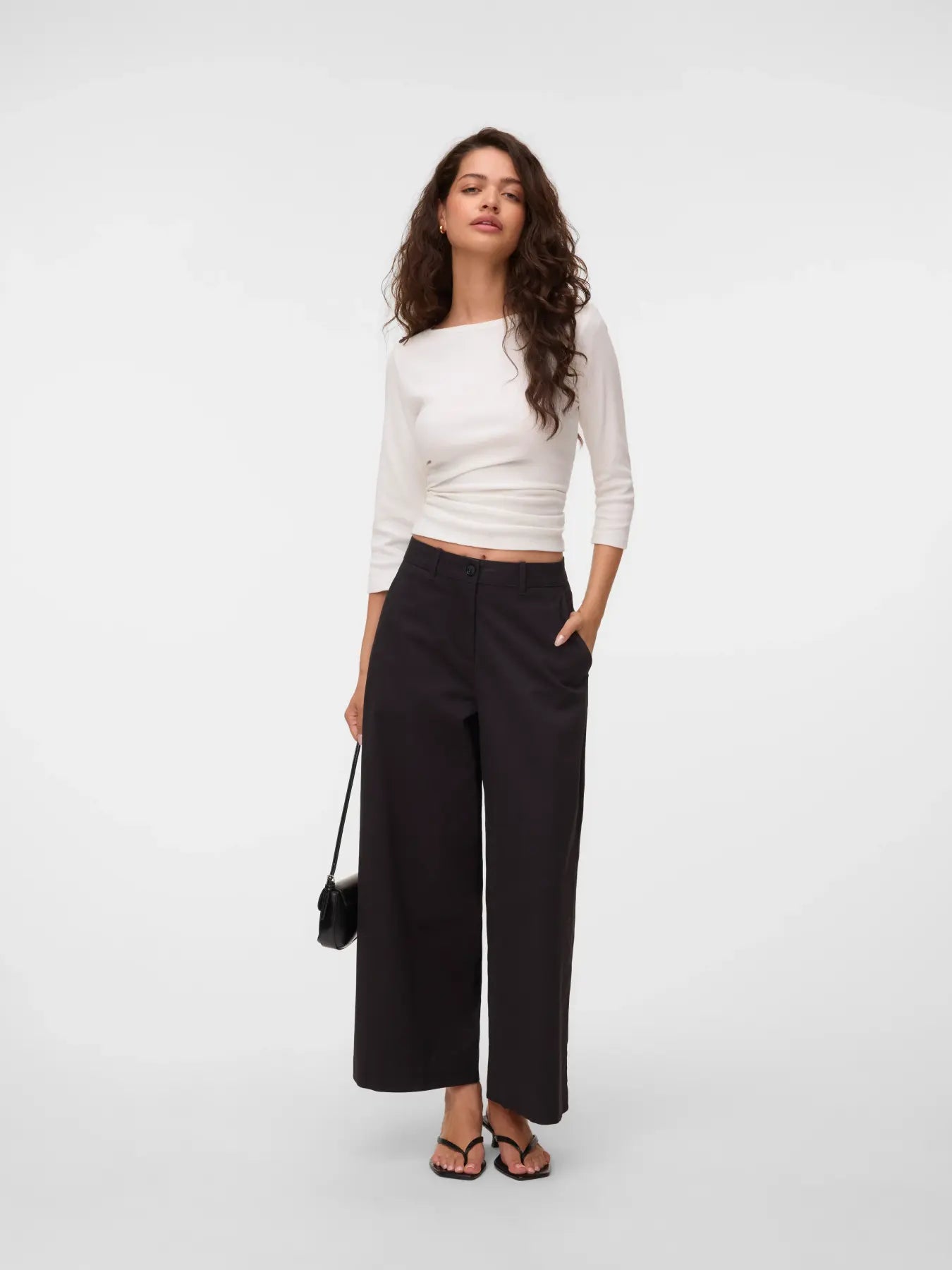 VM THEA 3/4 SLEEVE BOATNECK TOP - SNOW WHITE