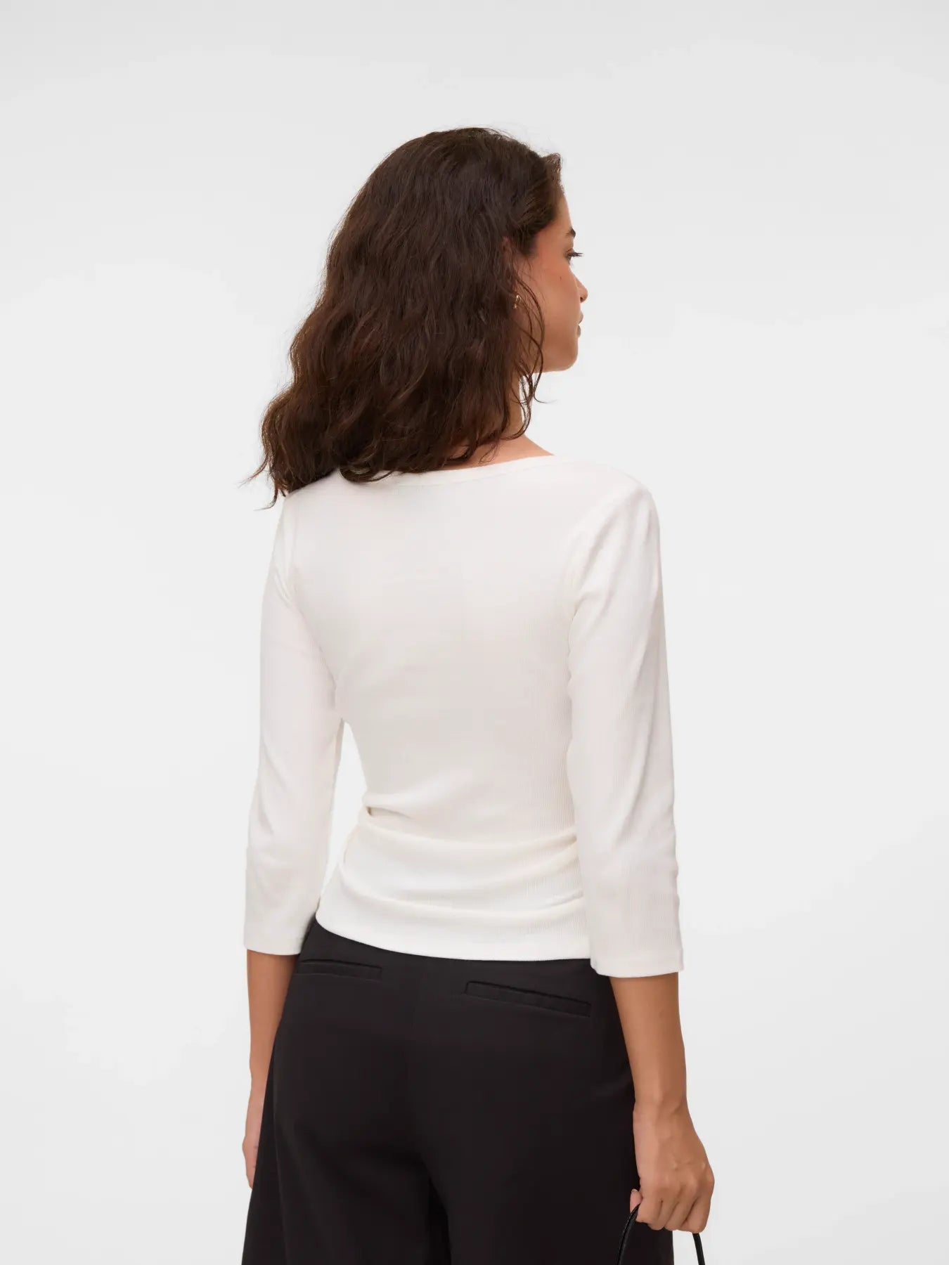 VM THEA 3/4 SLEEVE BOATNECK TOP - SNOW WHITE