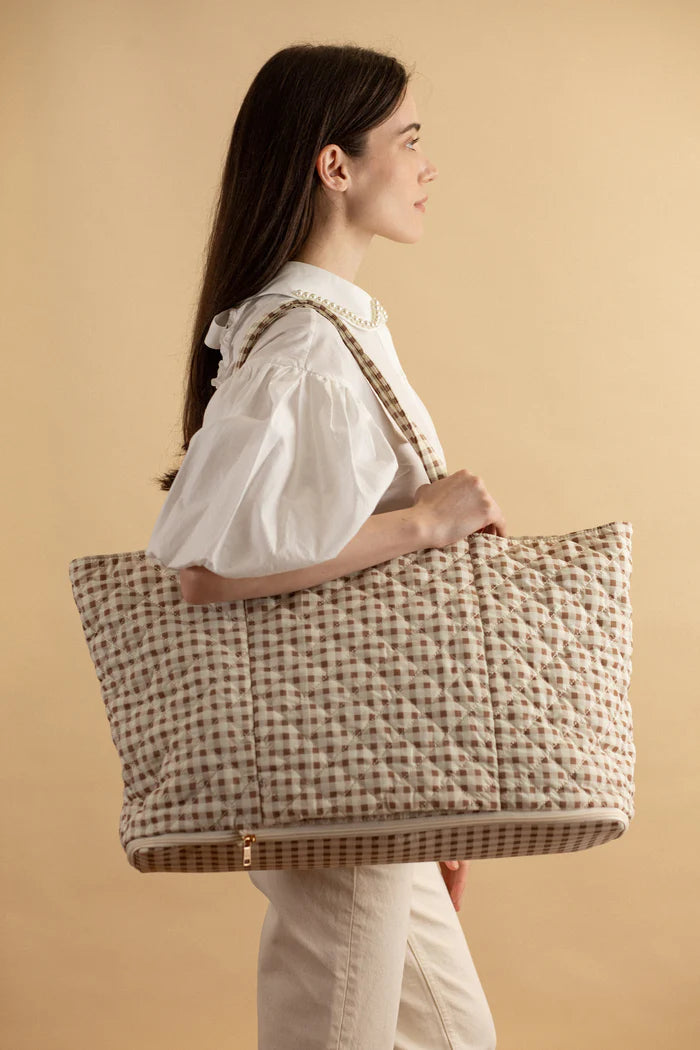 ELA EXPANDABLBE TOTE BAG - GINGHAM PRINT