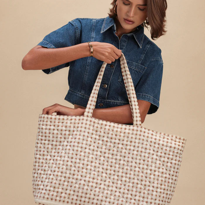 ELA EXPANDABLBE TOTE BAG - GINGHAM PRINT