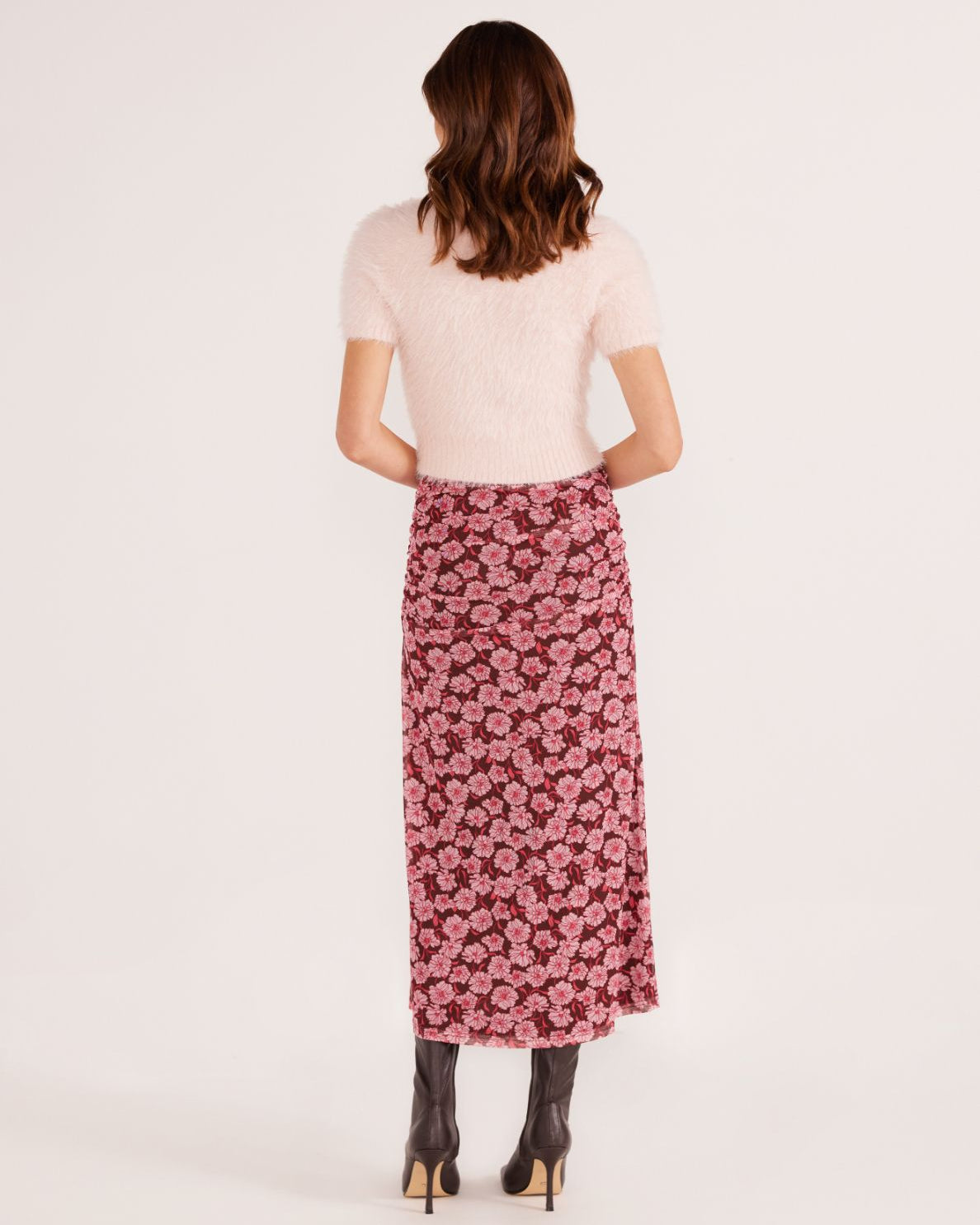 DAKOTA MESH MIDI SKIRT - CARNATION DAISY