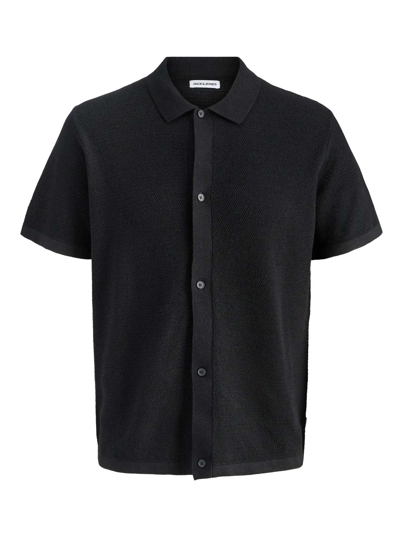 JJ GEORGE KNIT BUTTON DOWN TEE - BLACK