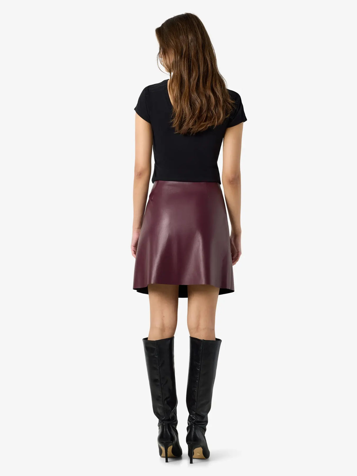 NM CLARA FAUX LEATHER SKIRT - FIG