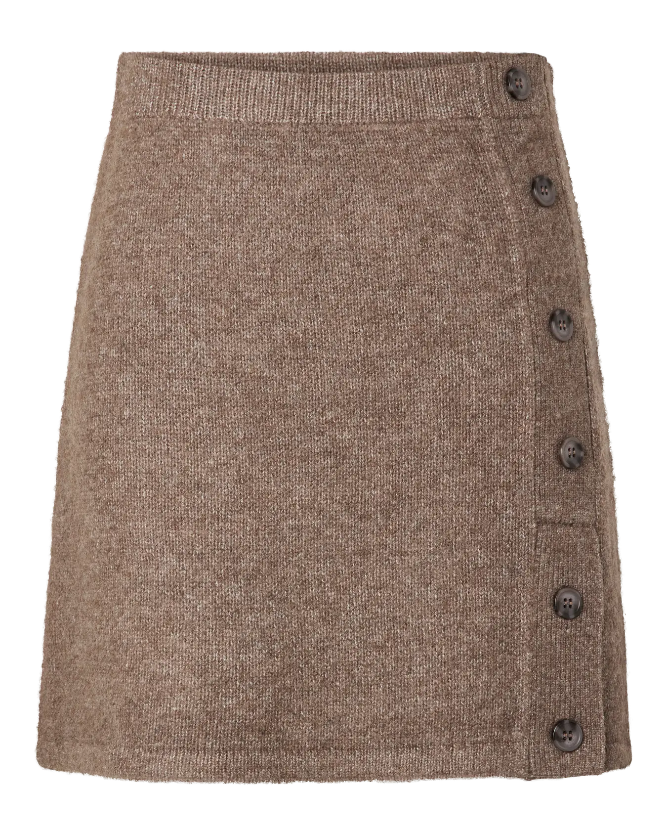 PIECES AICO BUTTON KNIT SKIRT - COFFEE QUARTZ