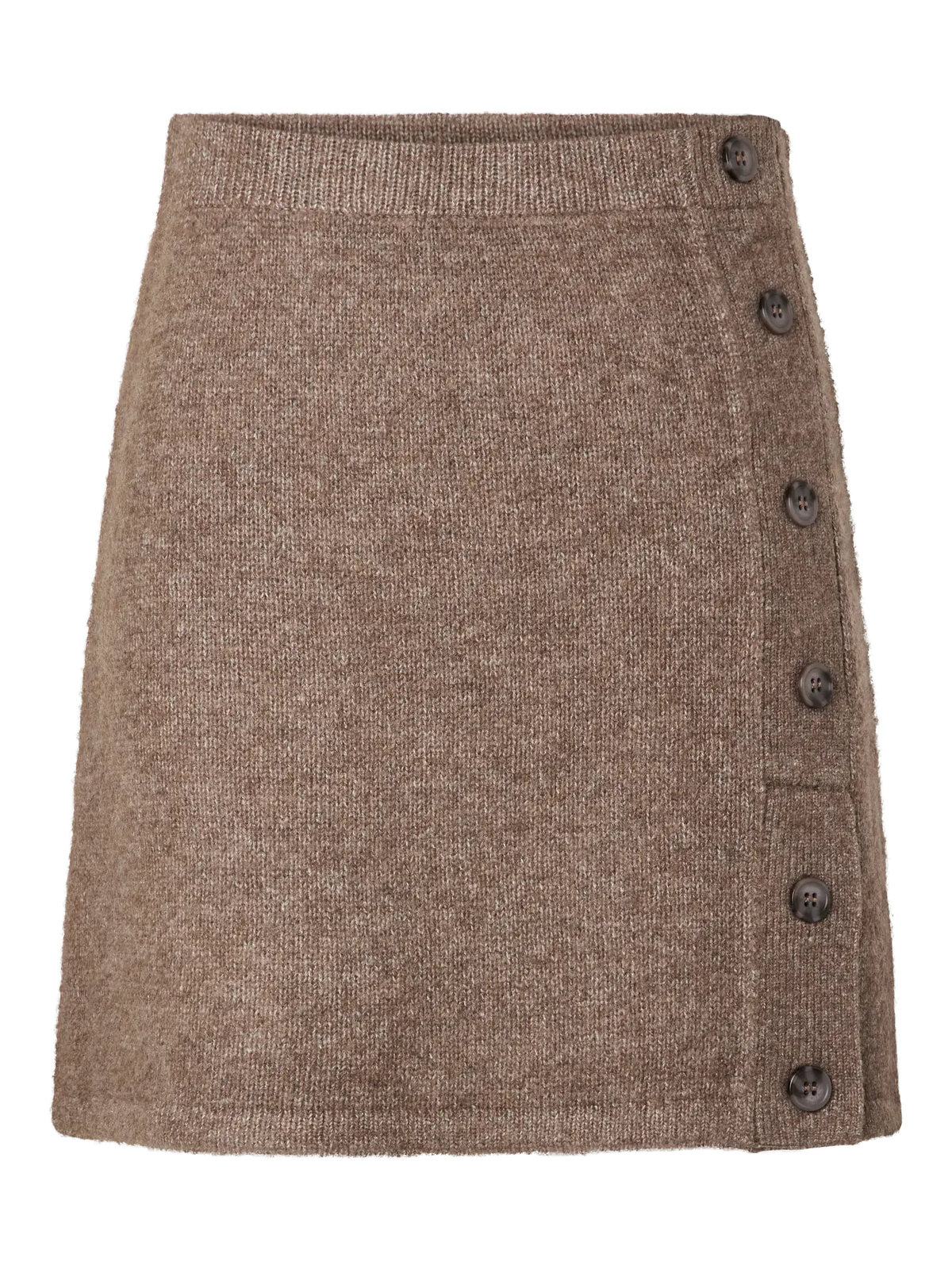 PIECES AICO BUTTON KNIT SKIRT - COFFEE QUARTZ