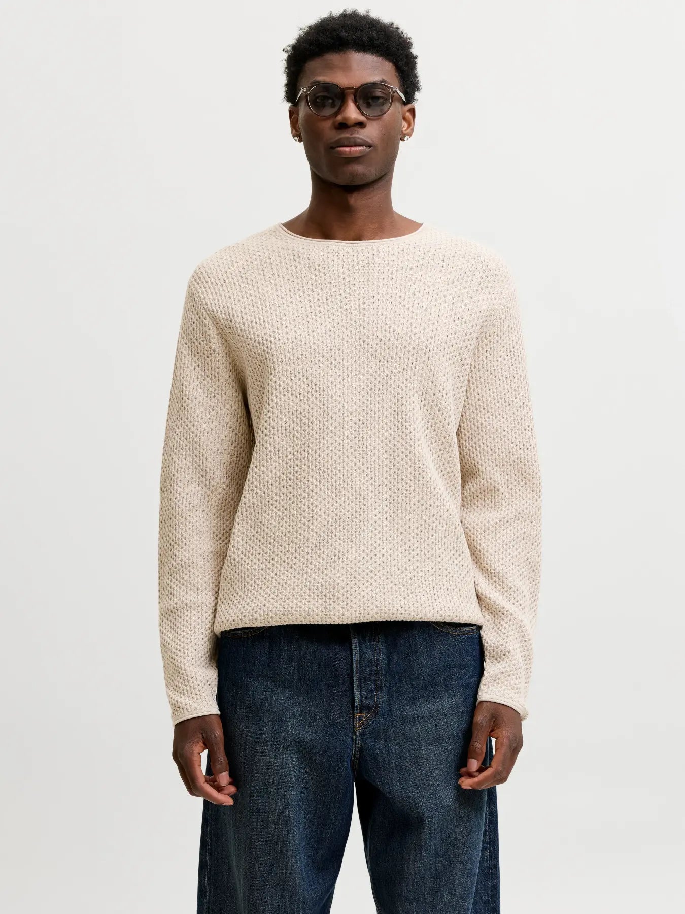 JJ MASON KNIT CREW NECK PULLOVER - SILVER LINING