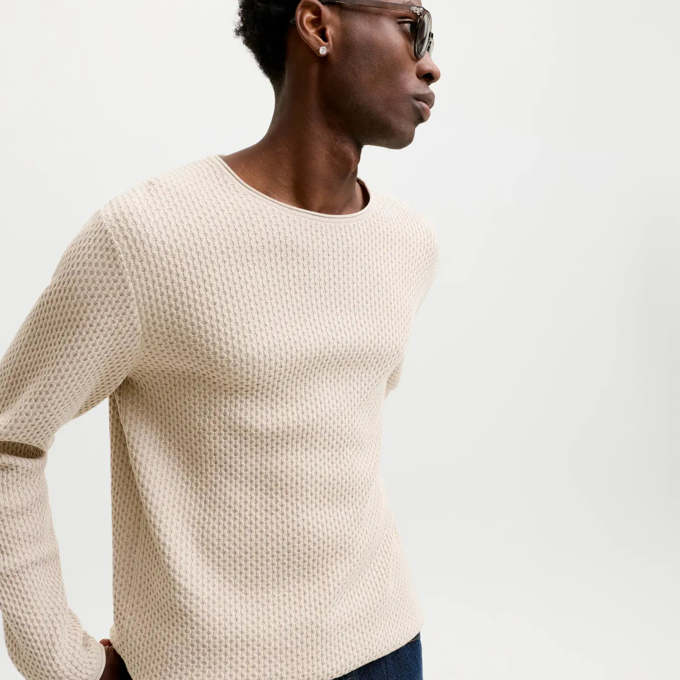 JJ MASON KNIT CREW NECK PULLOVER - SILVER LINING