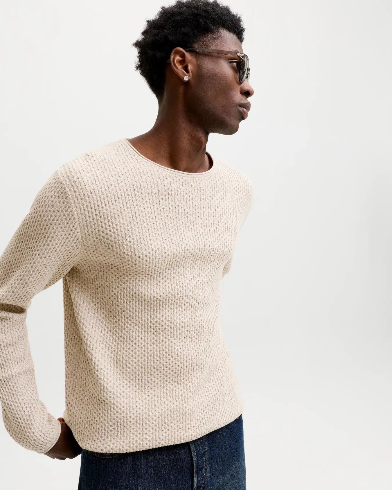 JJ MASON KNIT CREW NECK PULLOVER - SILVER LINING