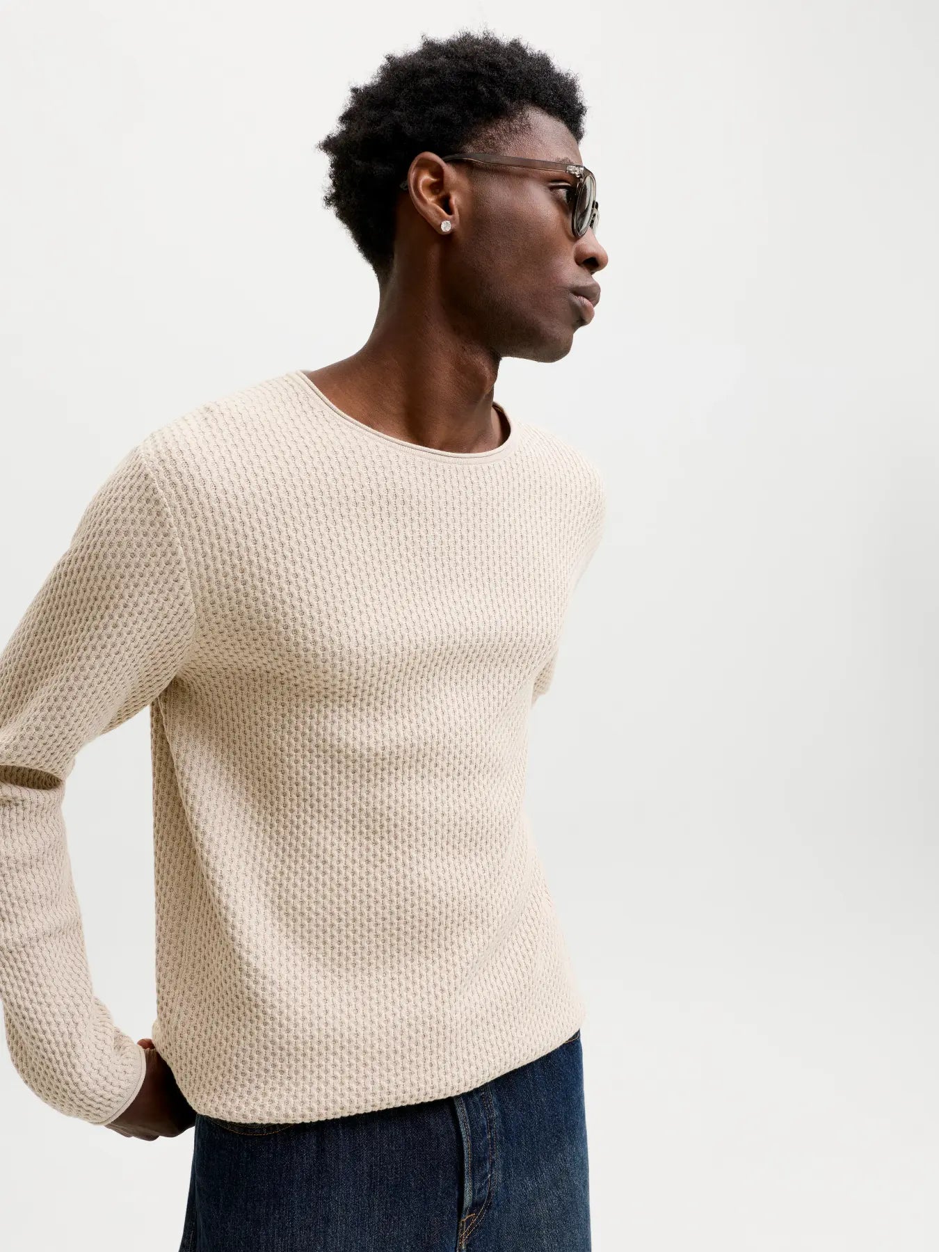 JJ MASON KNIT CREW NECK PULLOVER - SILVER LINING