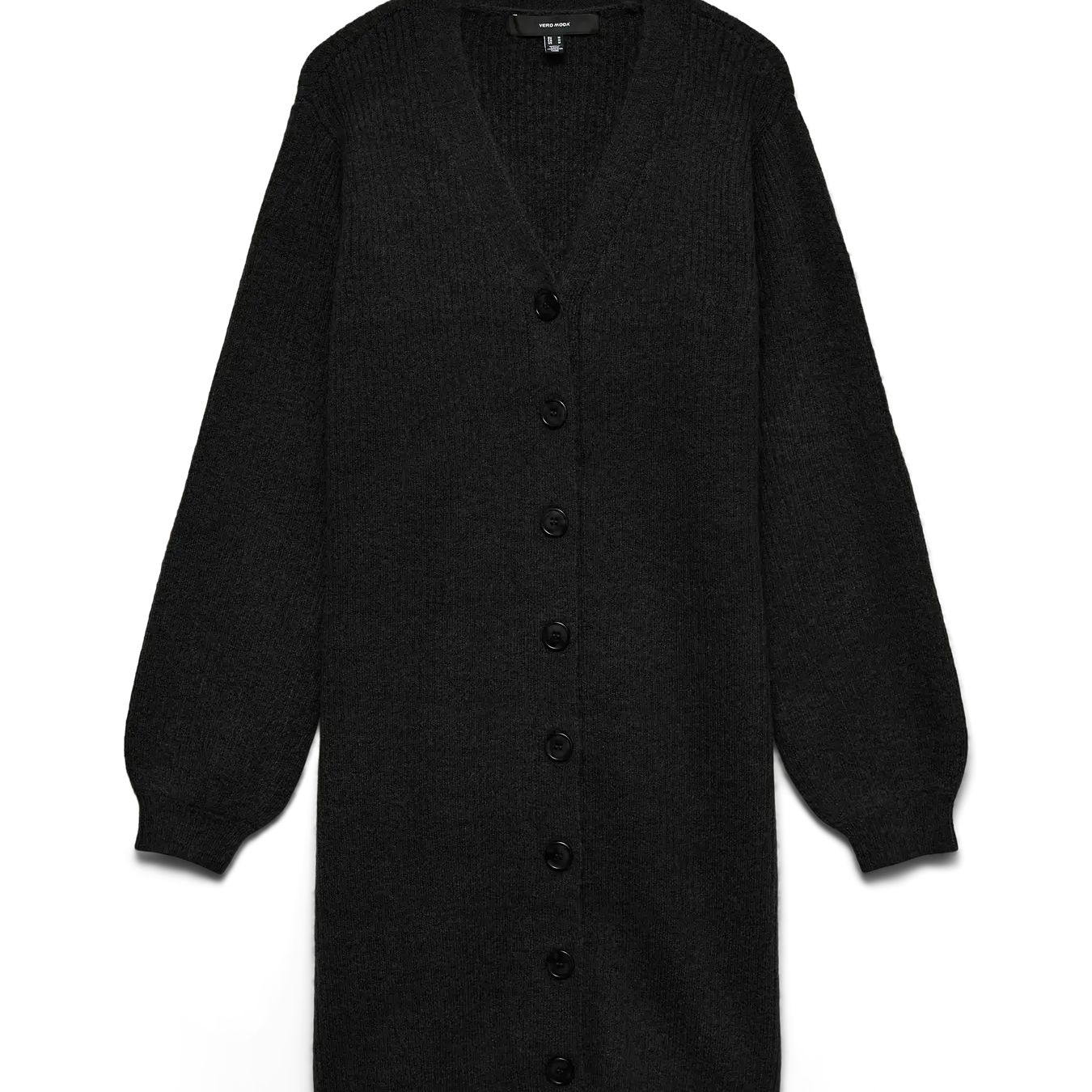 VM KARLA V NECK BUTTON DRESS - BLACK MELANGE